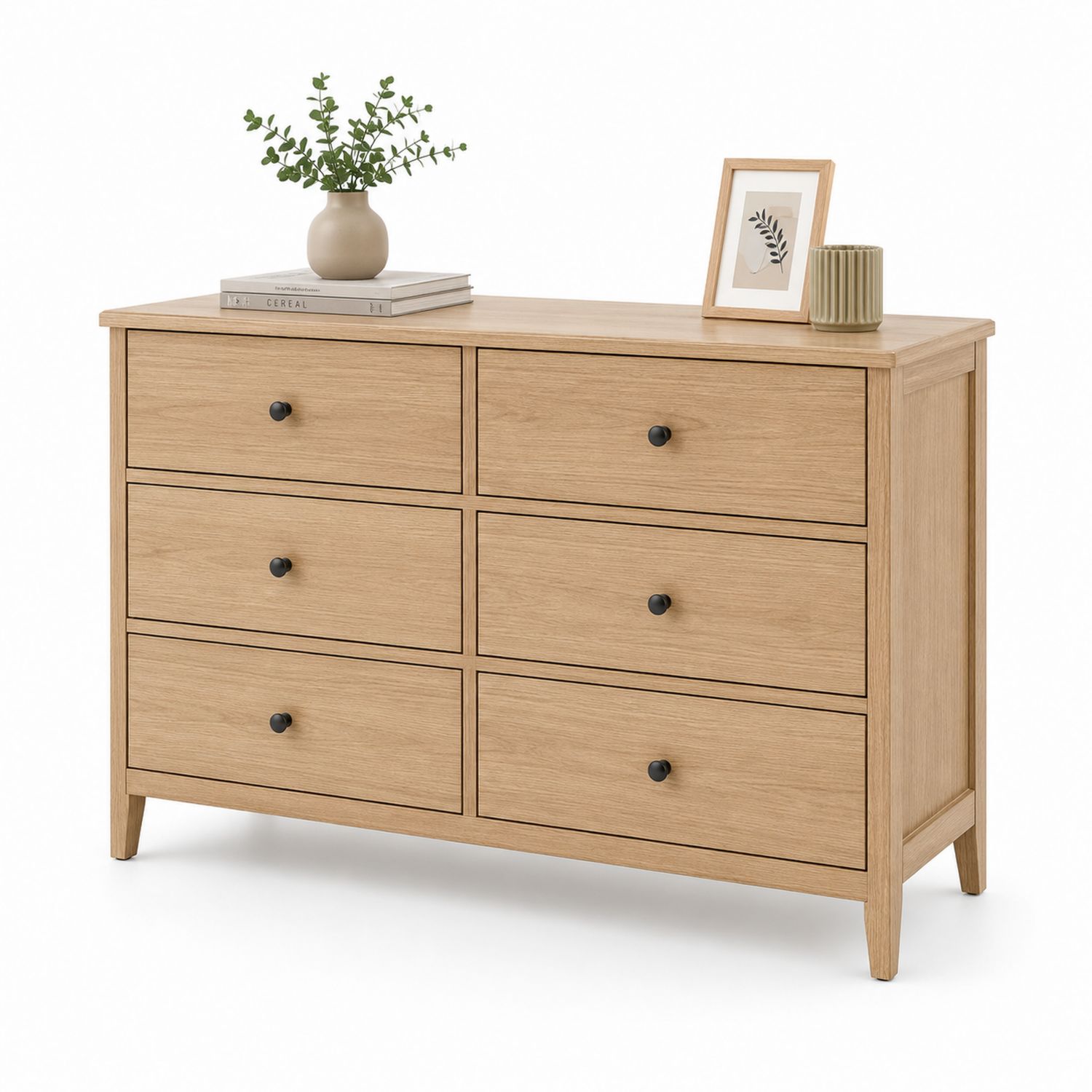 Cómoda de Madera de Roble con 6 Cajones 120x40x80cm