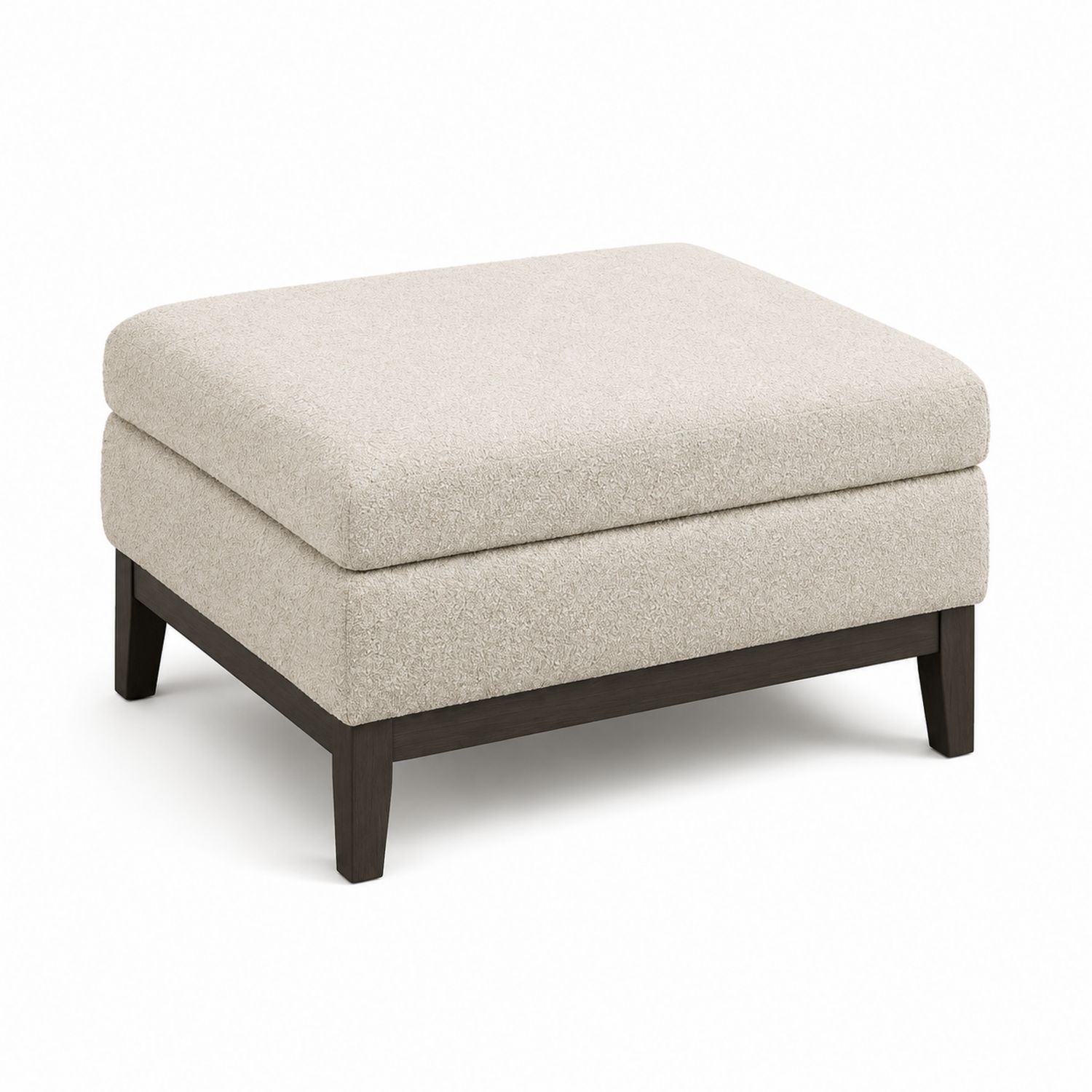 Puf Reposapiés de Madera y Tela Beige