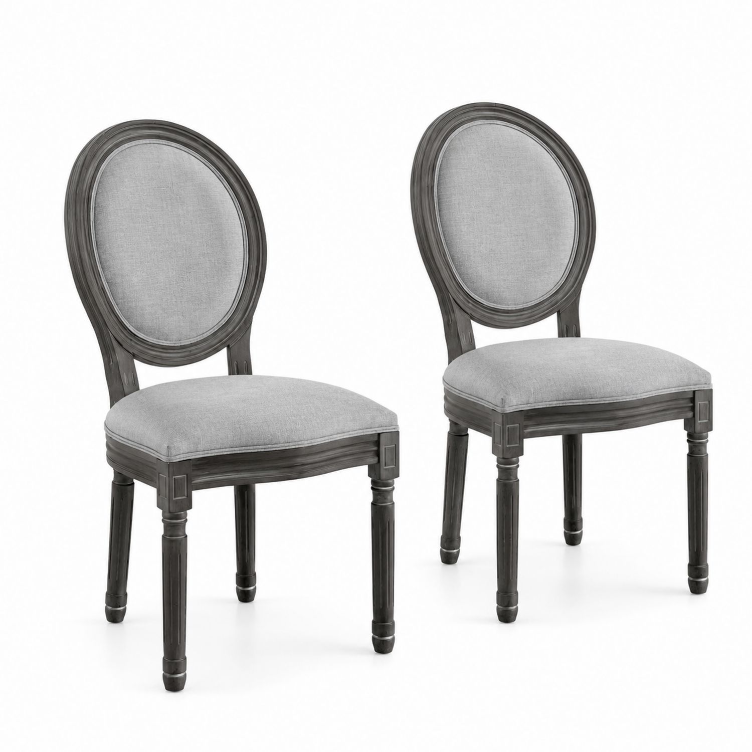 Conjunto de 2 sillas de madera y lino gris