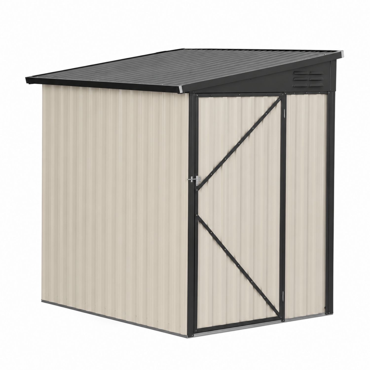 Cobertizo de acero Cremoso/Negro 213cm x 130cm x 173cm