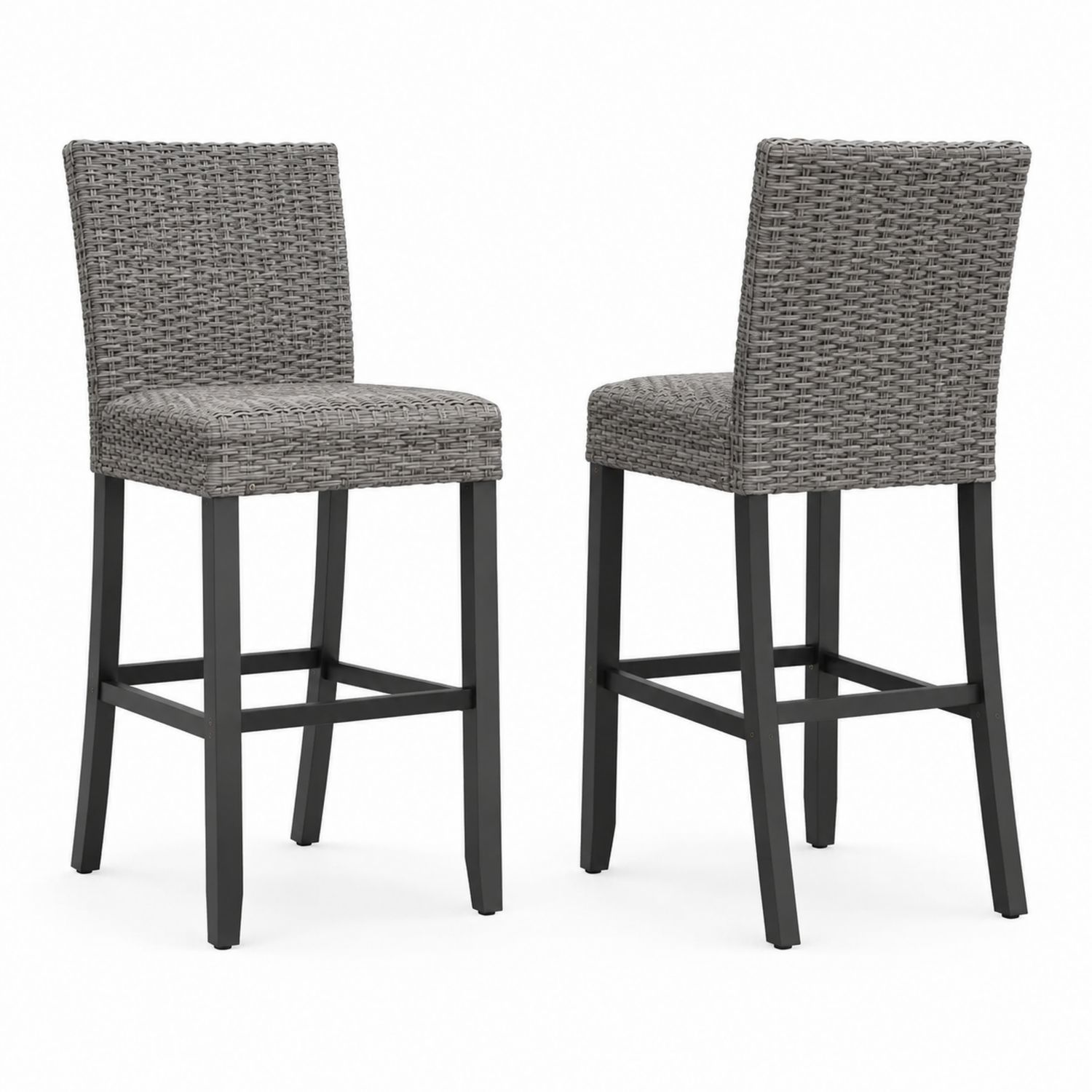 Set de 2 taburetes altos de ratán sintético con estructura de aluminio