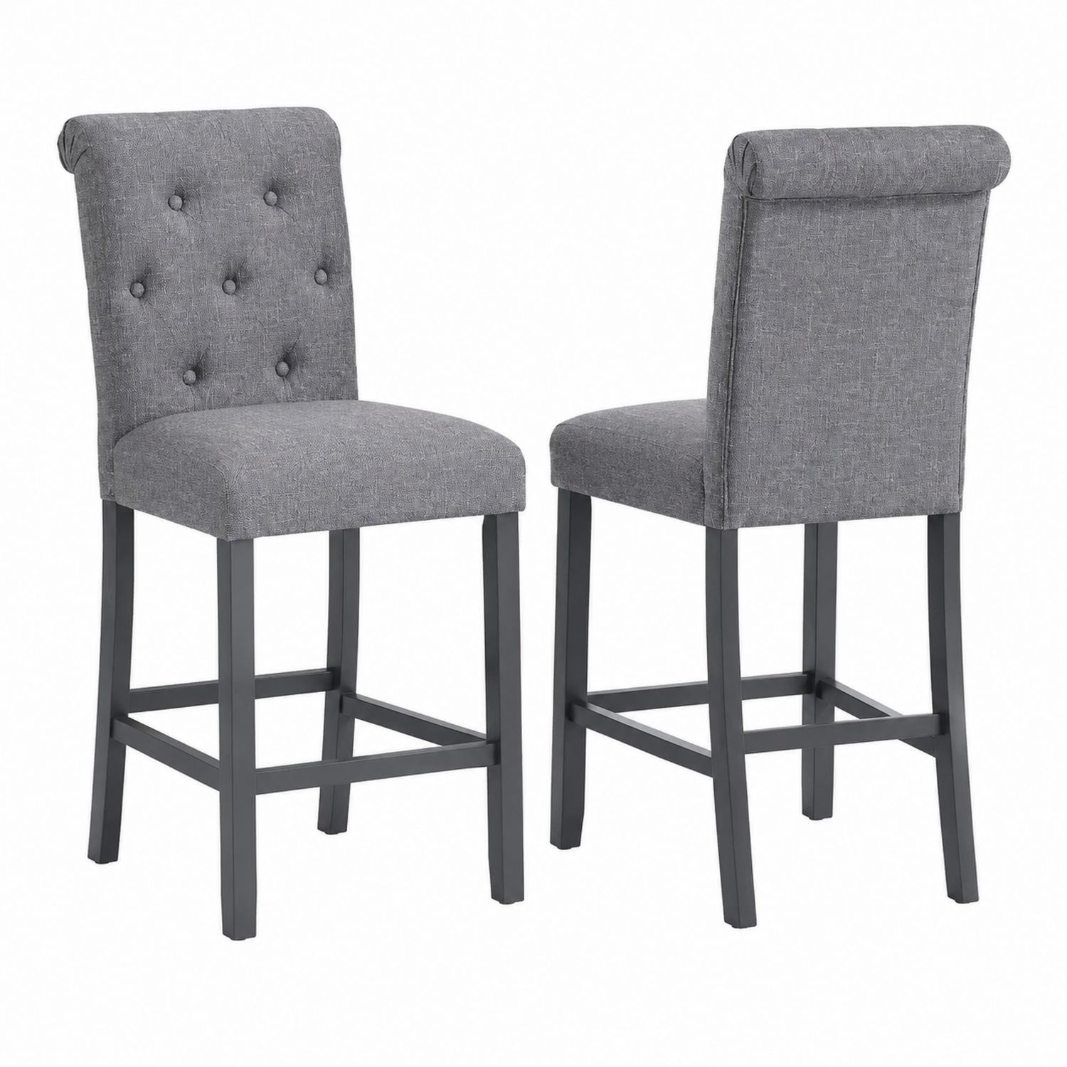 Conjunto de Taburetes de Bar Tapizados en Gris