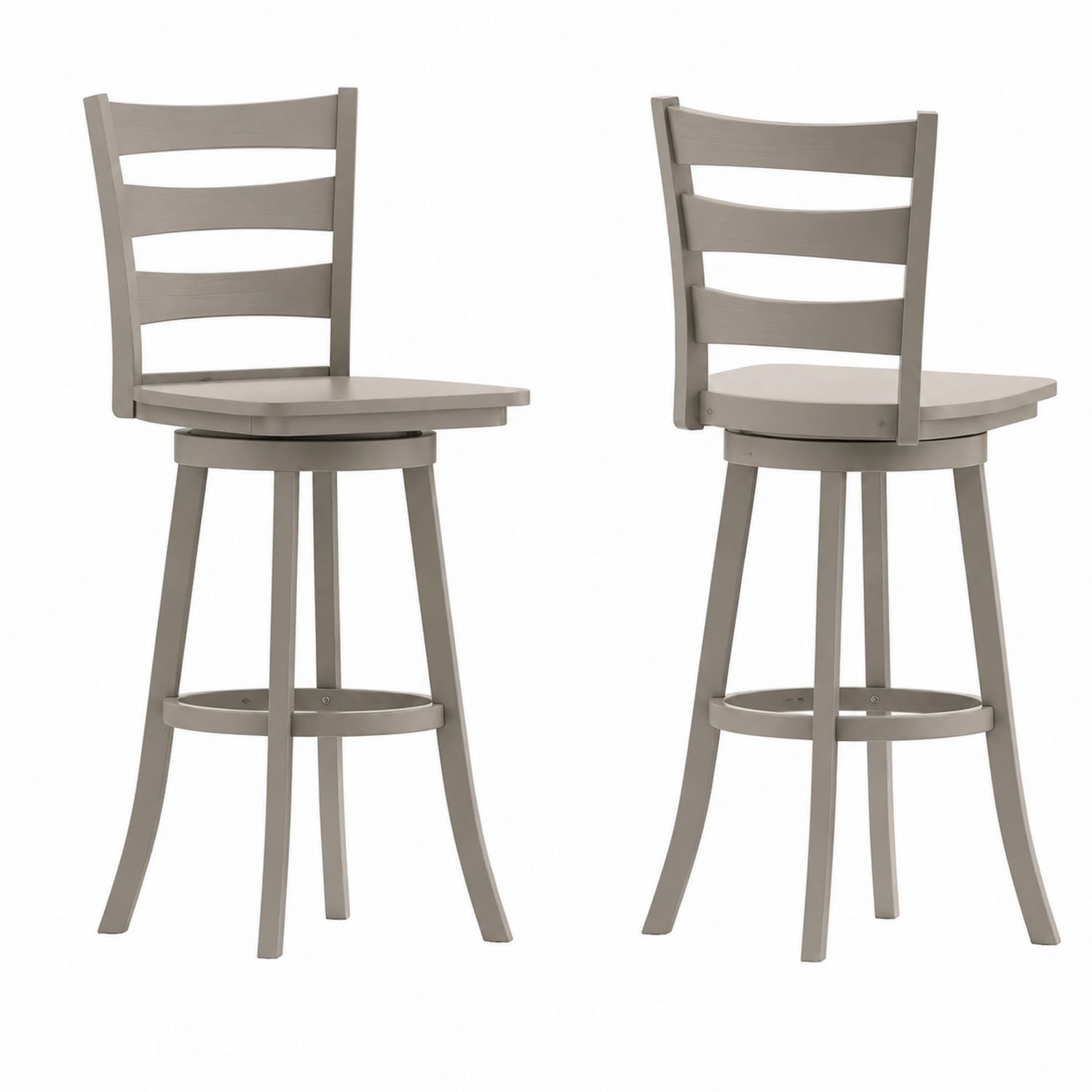 Set de 2 Sillas Altas Giratorias de Madera Maciza Gris