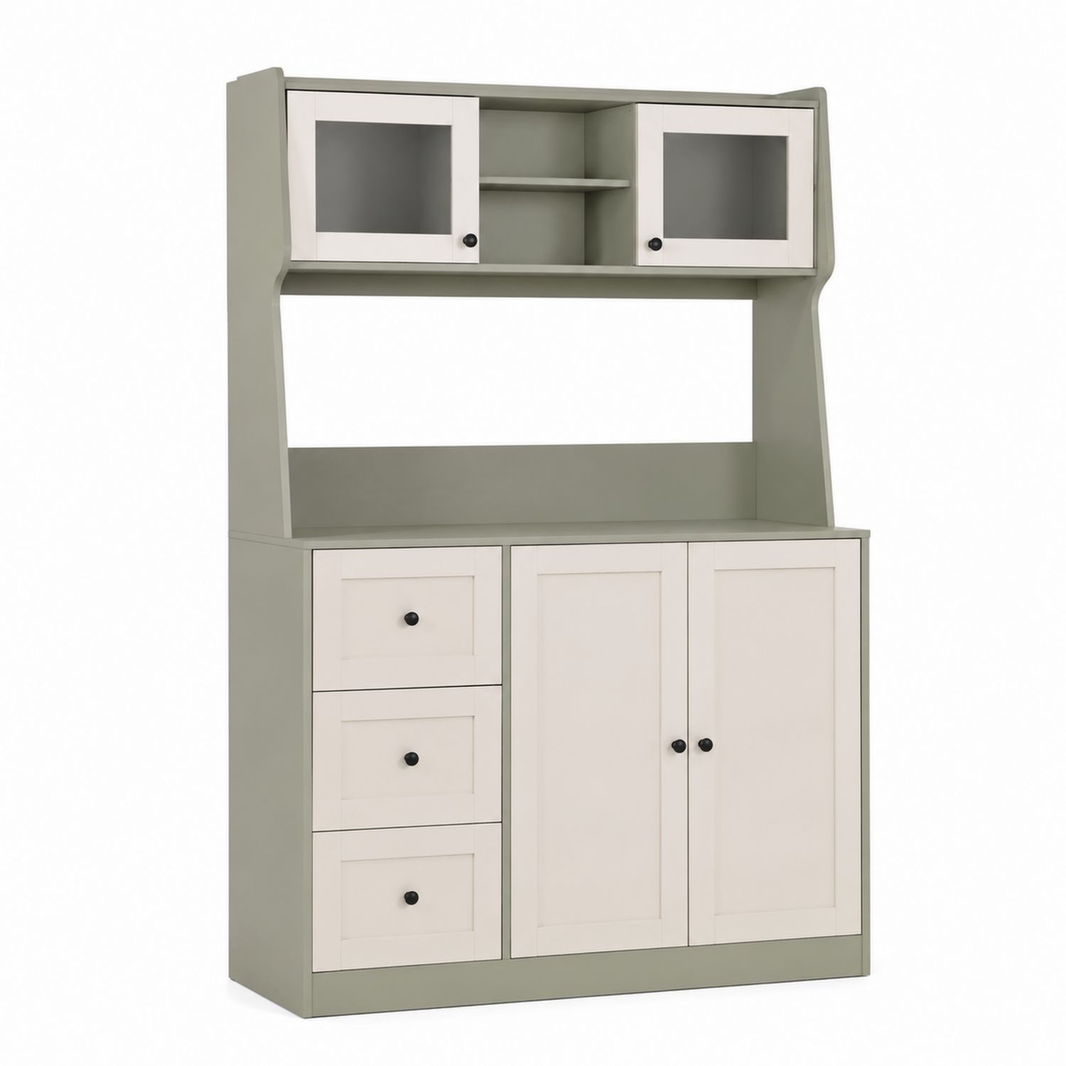 Aparador de Madera con Puertas y Cajones Verde y Blanco 180x90x40 cm