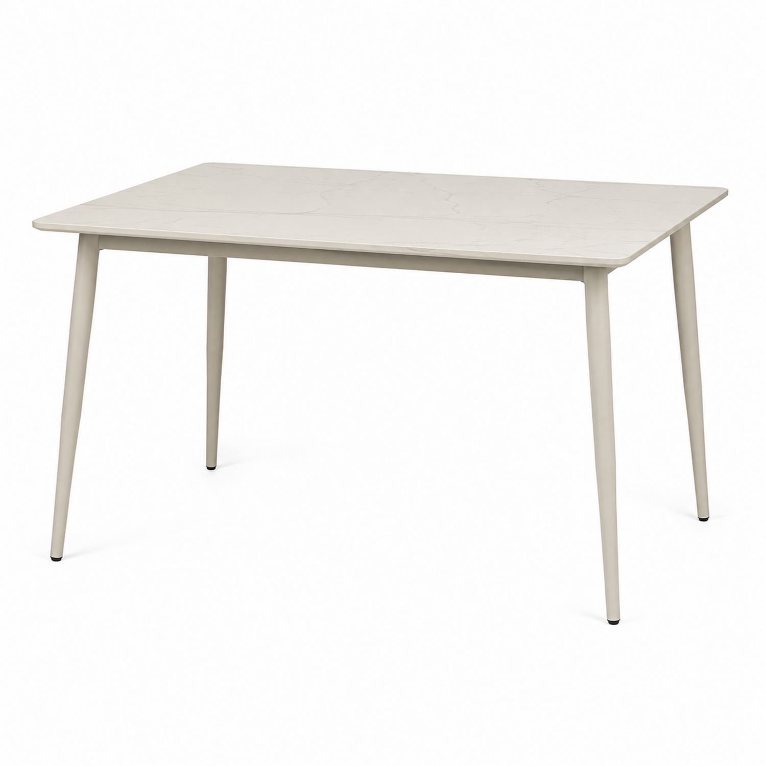 Mesa de comedor de mármol y metal beige 140x80 cm