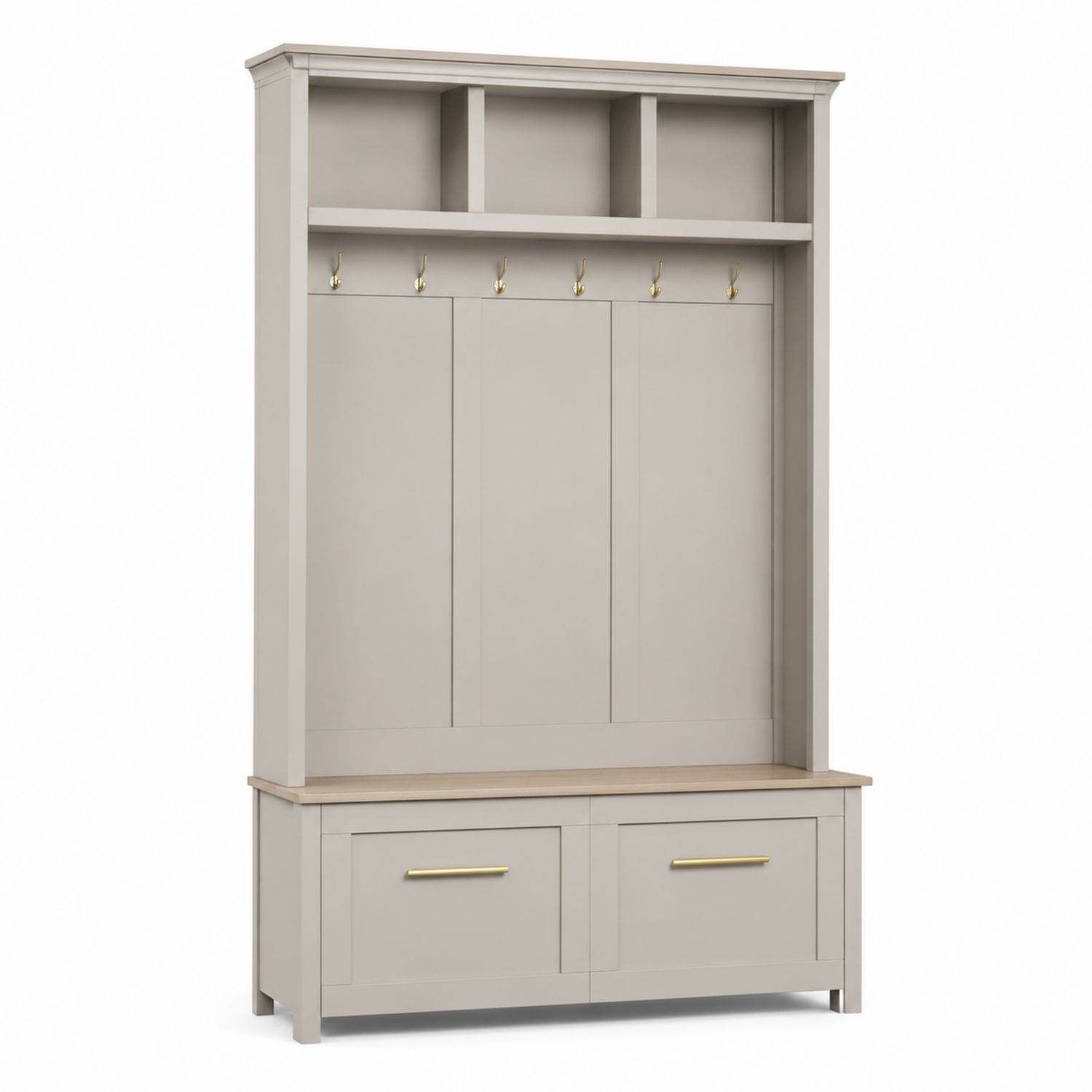 Perchero de Entrada de Madera con Ganchos Metálicos Beige 200x120x40 cm