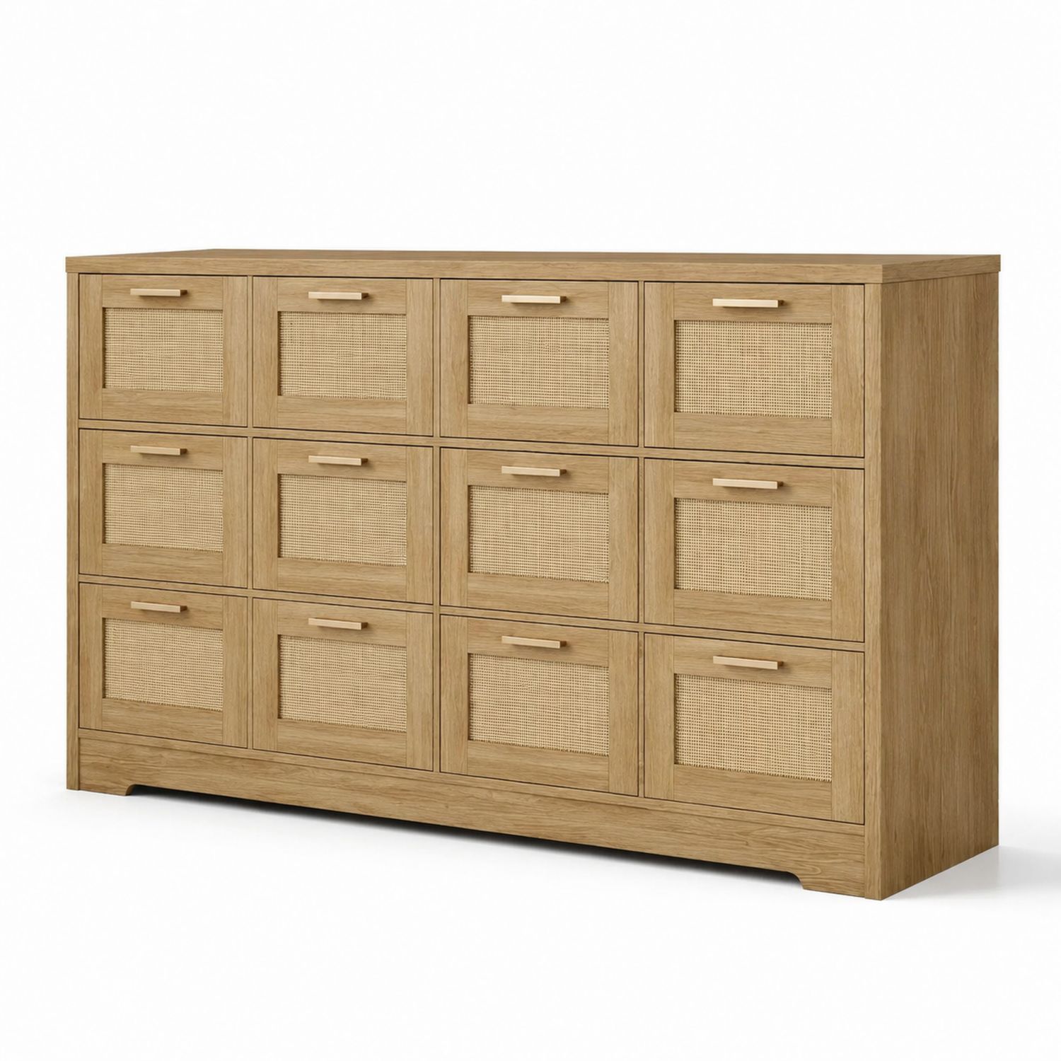 Cajonera de Madera y Mimbre con 12 Cajones 140x90x40 cm