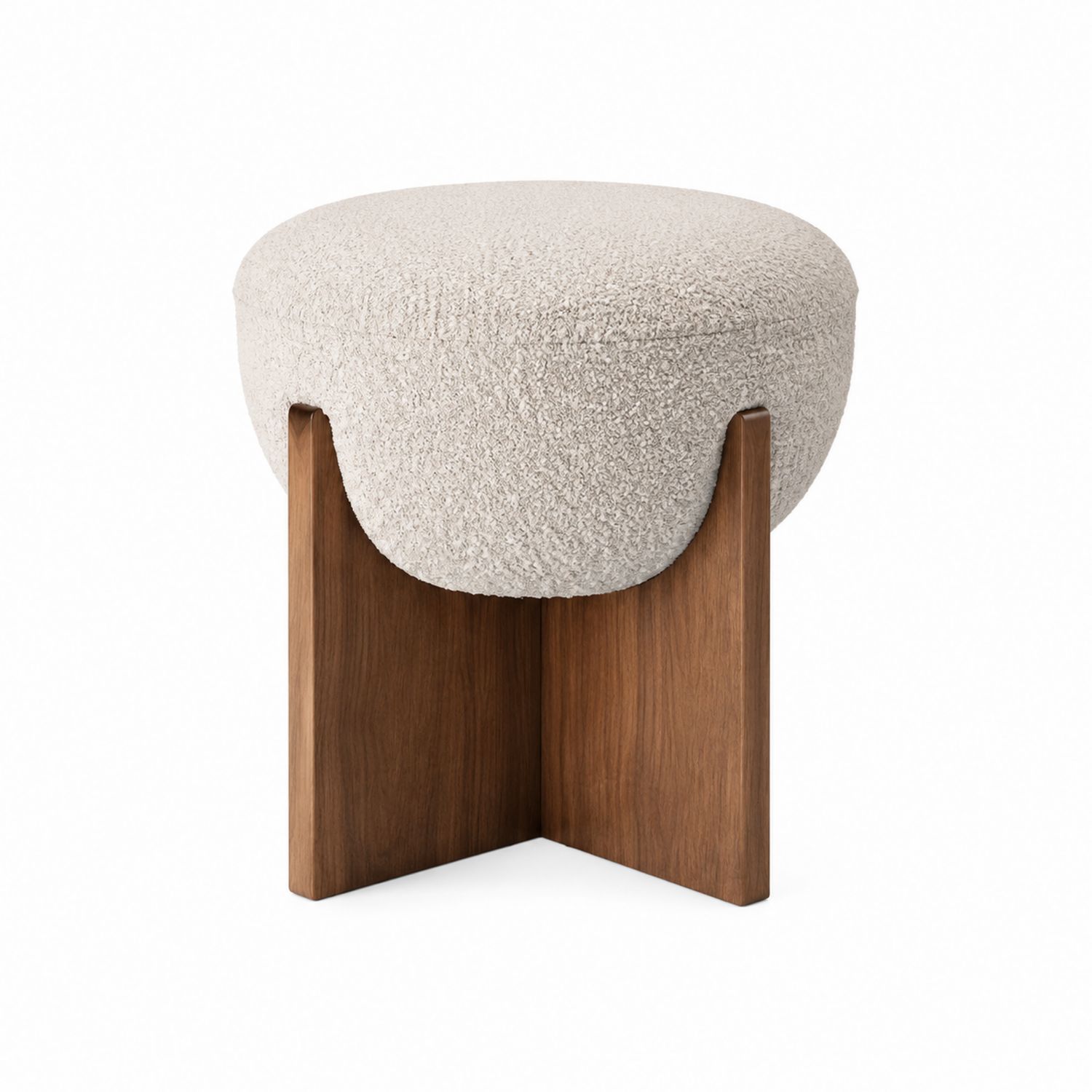 Puf de madera y tejido beige altura 45 cm