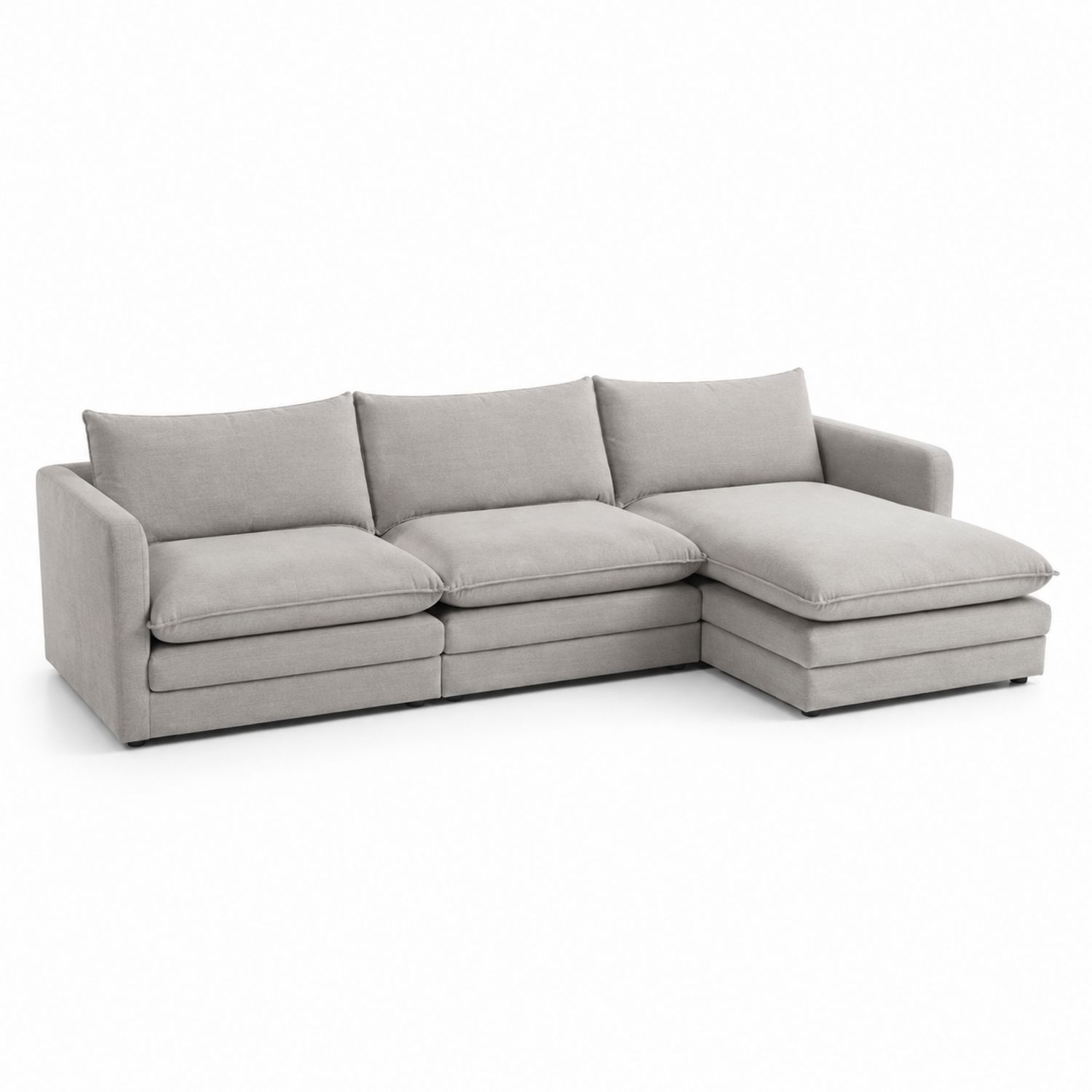 Sofá chaise longue en forma de L de poliéster gris