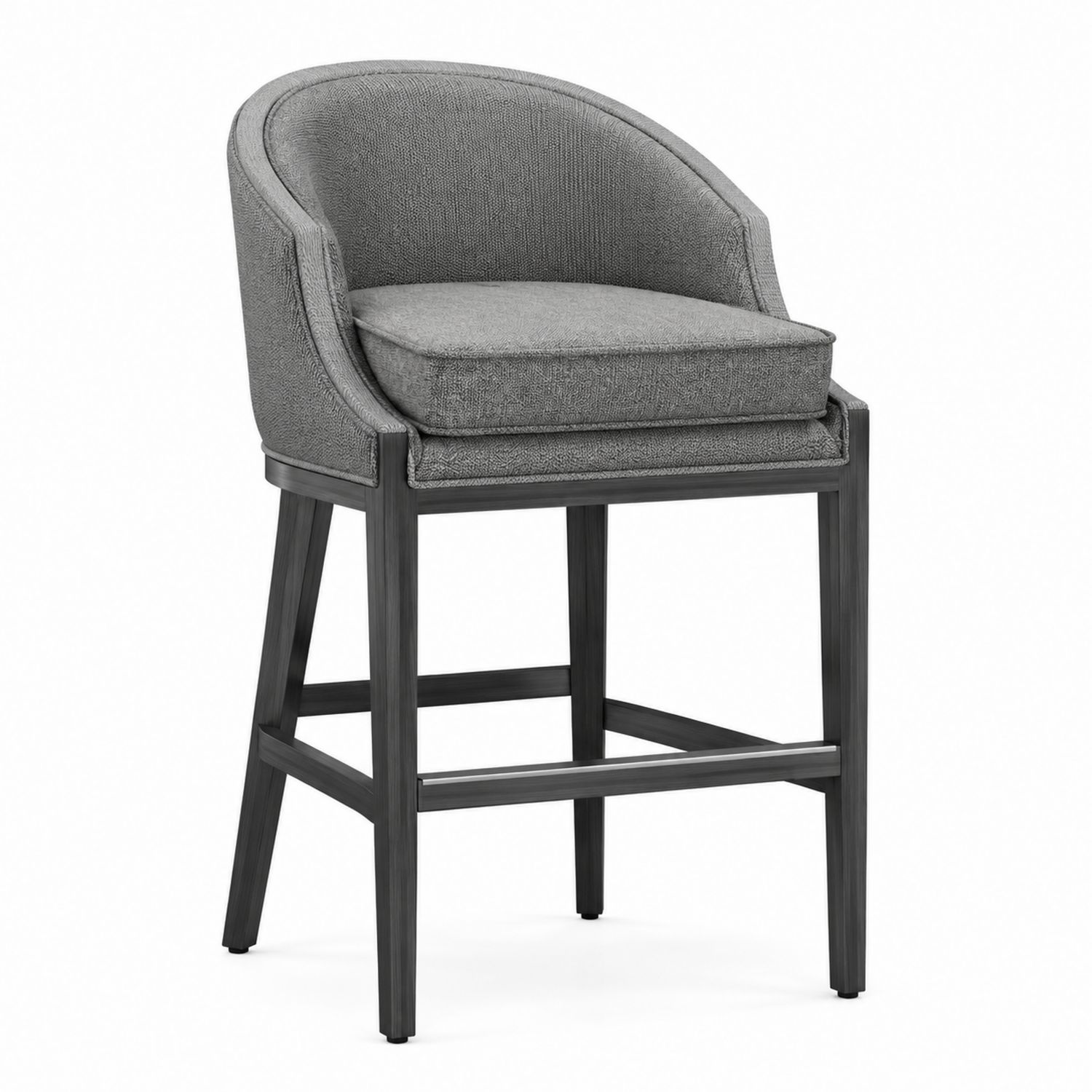 Taburete de Tela Gris con Estructura de Metal