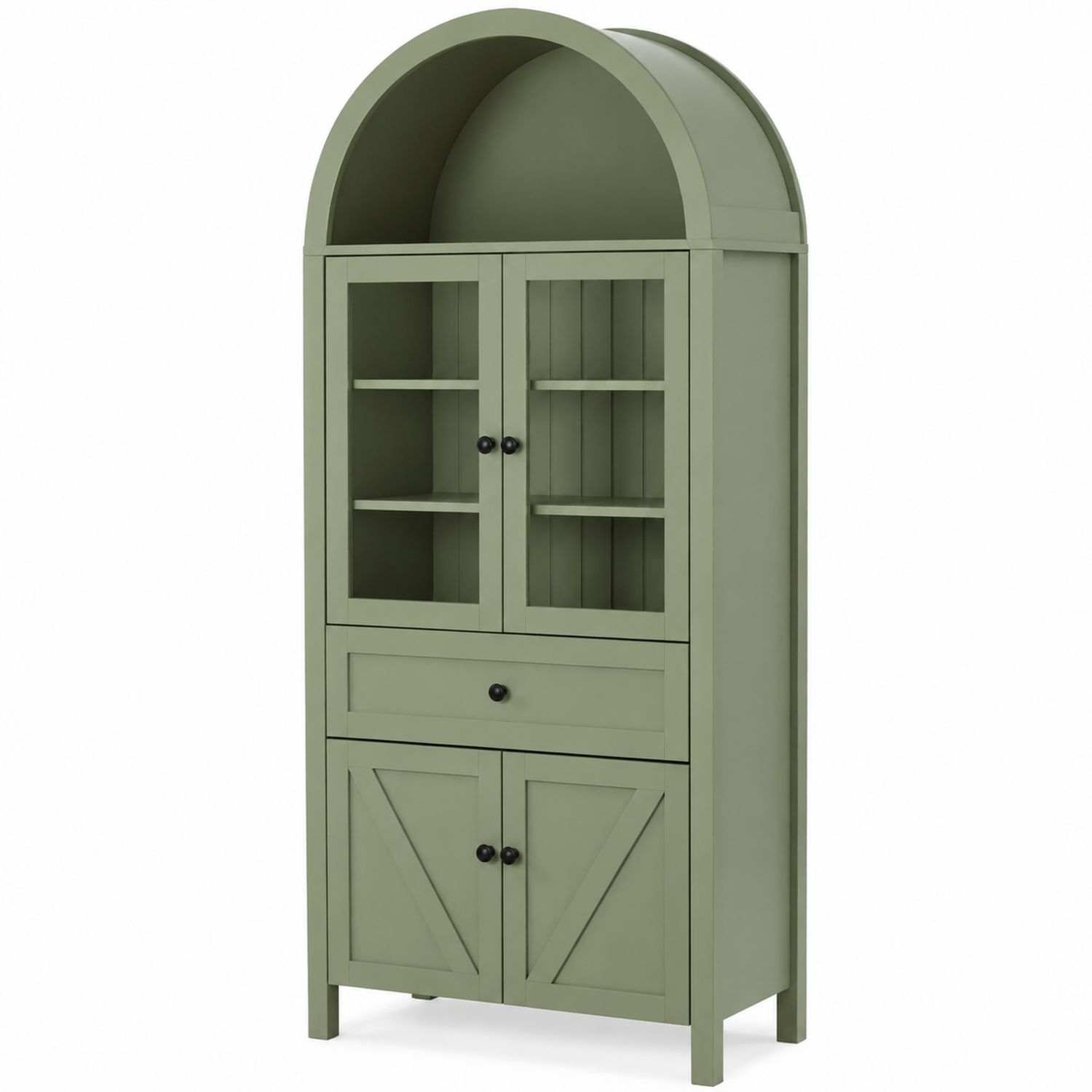 Armario de MDF y Vidrio Templado Verde con Forma de Arco 180x70x40cm