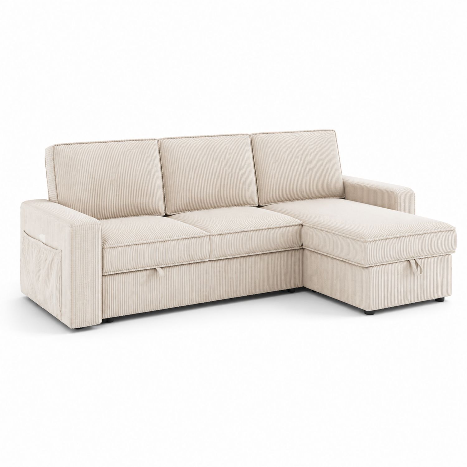 Sofá Chaise Longue de Corderoy Beige 300x160 cm