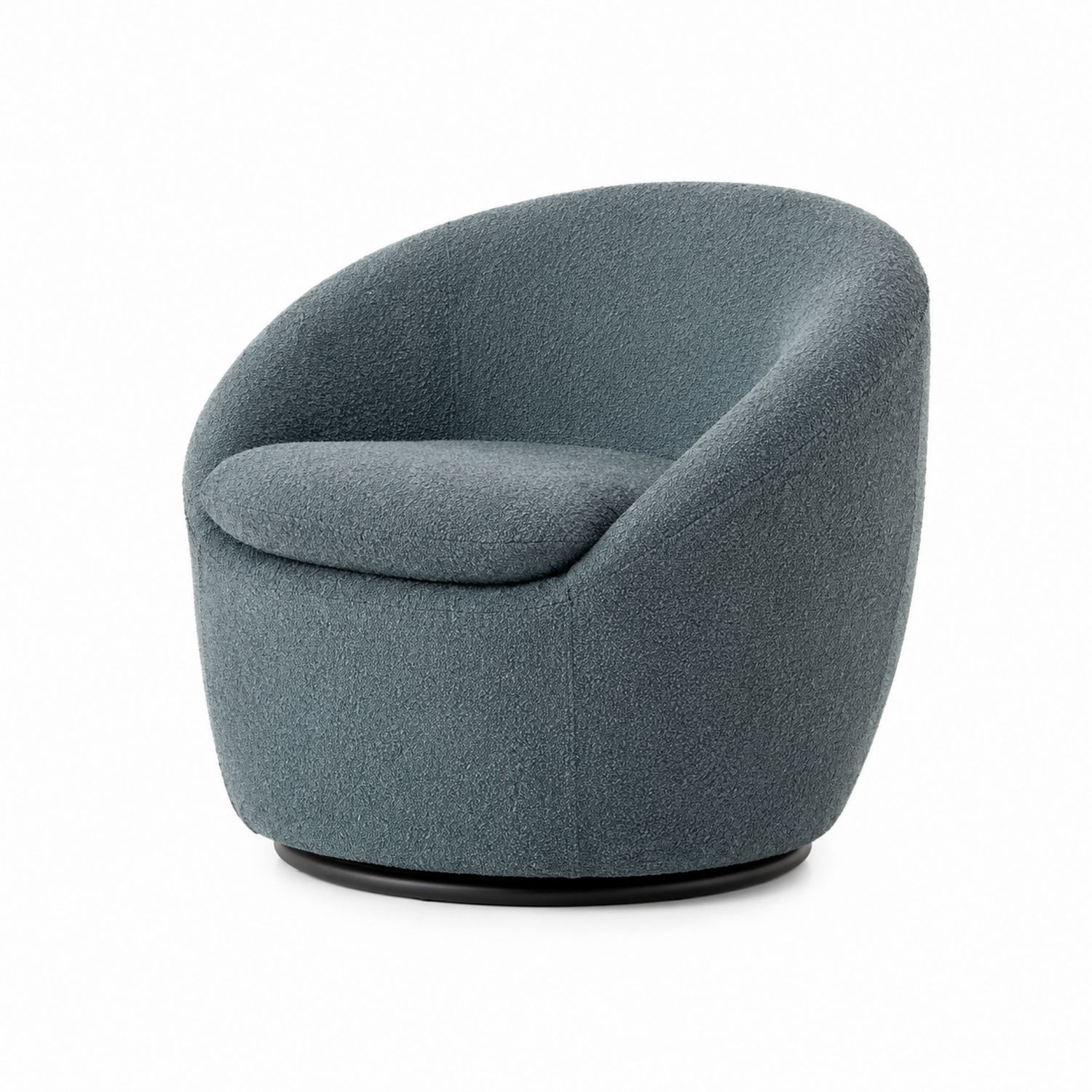 Silla Giratoria de Tela Bouclé Gris con Base Metálica