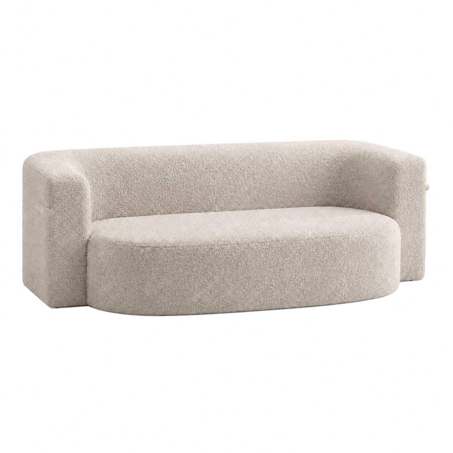 Sofá curvo 3 plazas 220 cm tejido bouclé