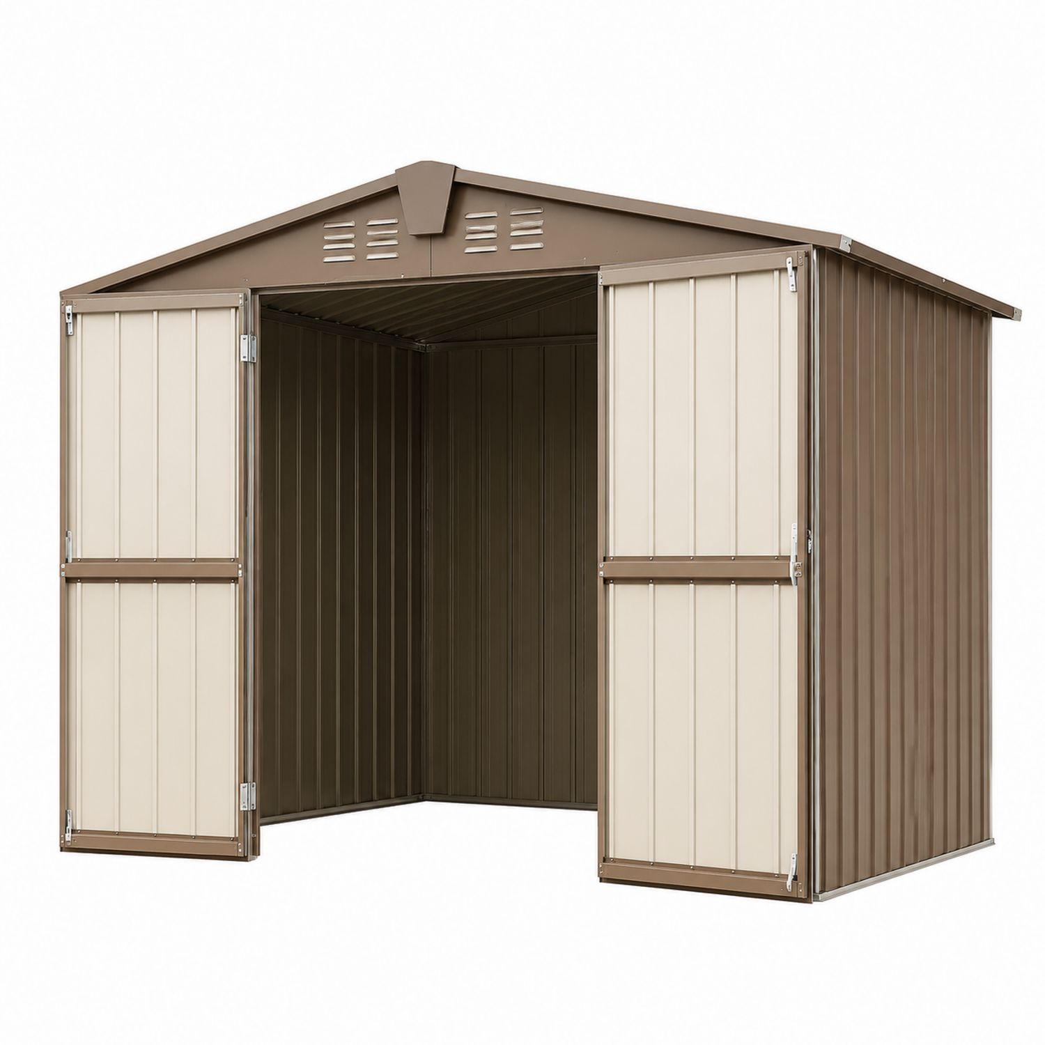 Cobertizo de Metal Galvanizado 256x182x190 cm Marrón/Beige