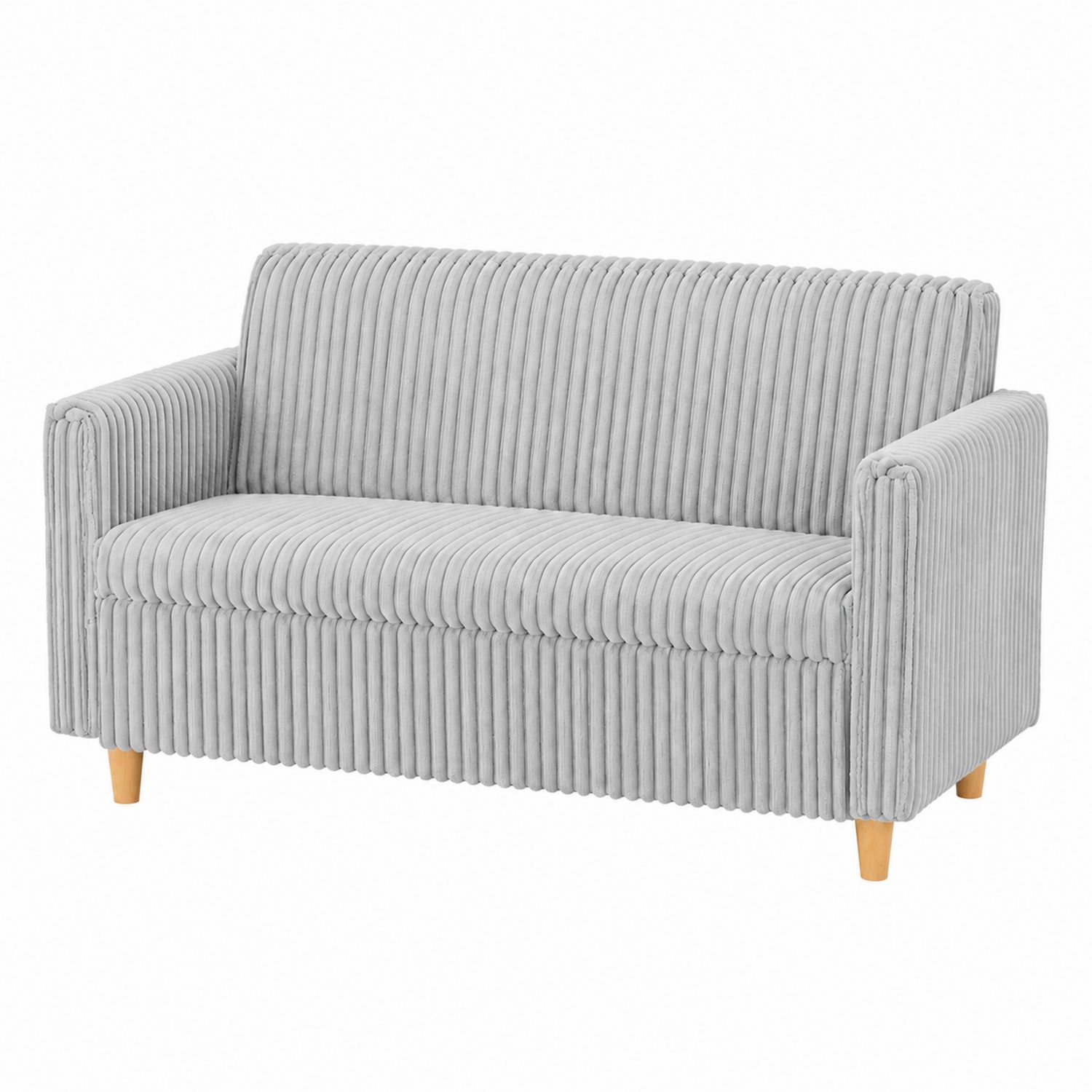 Sofá de dos plazas de tela chenilla con patas de madera Gris