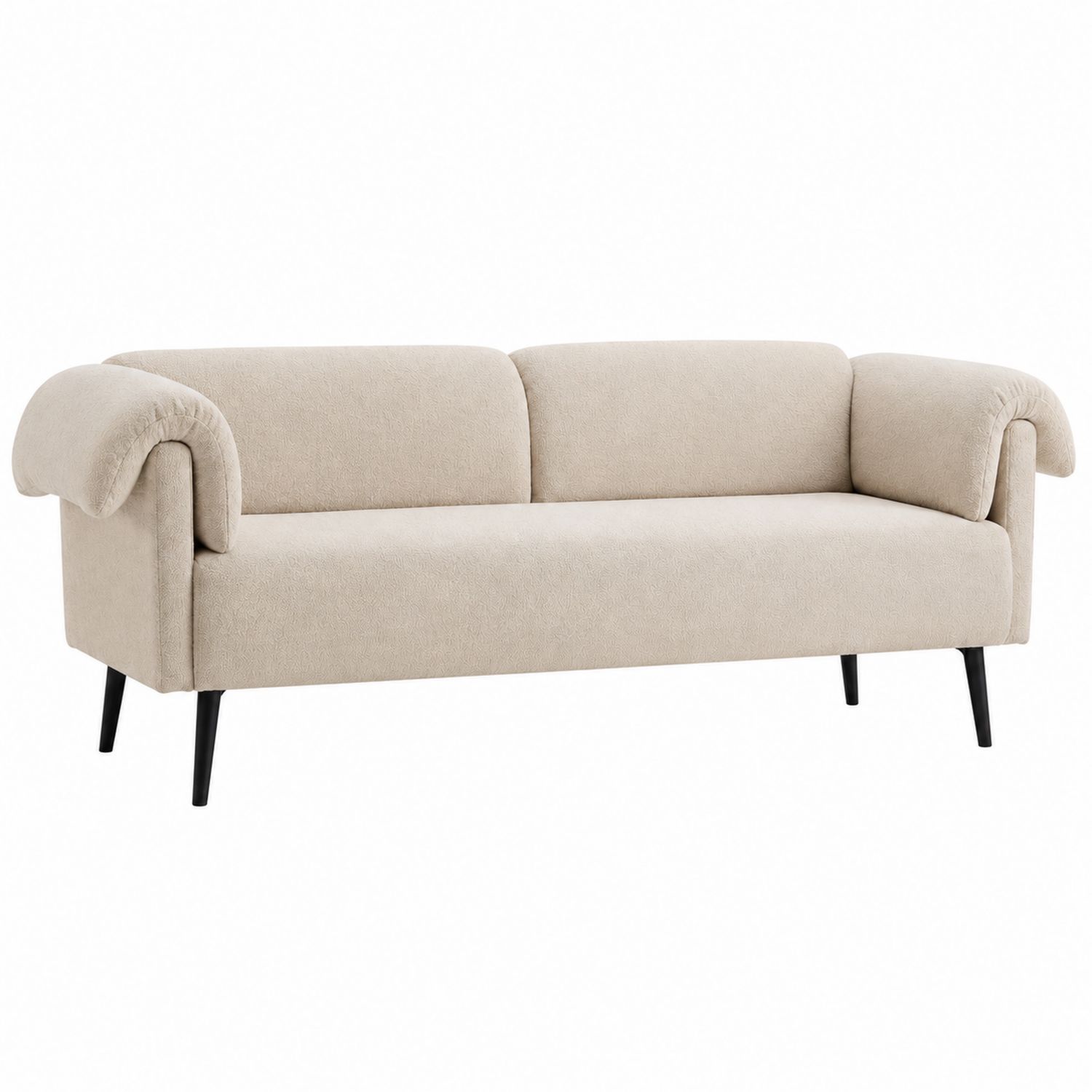 Sofá de tres plazas beige 220 cm tejido poliéster