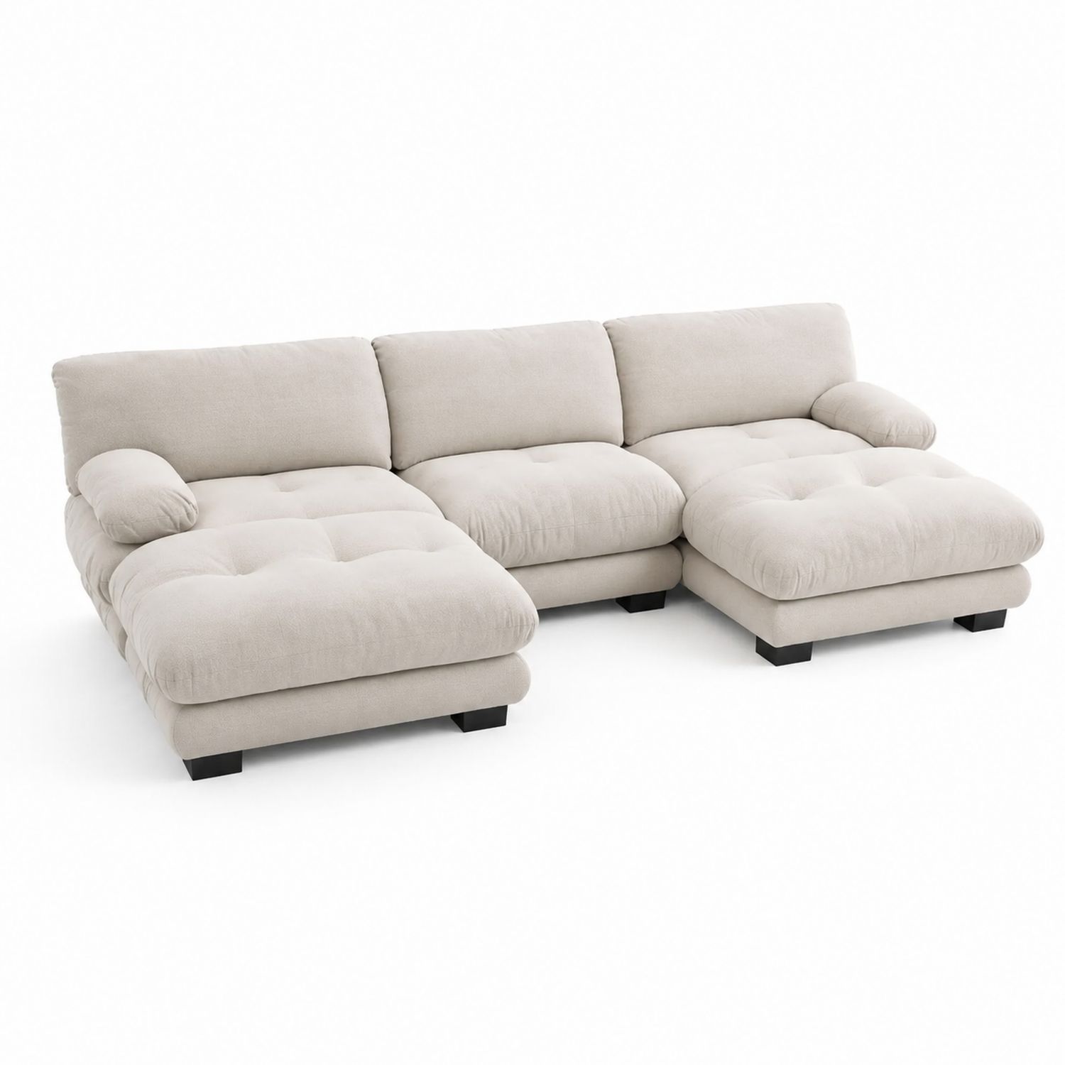 Sofá Seccional de Tela Beige en L 250x160x85 cm