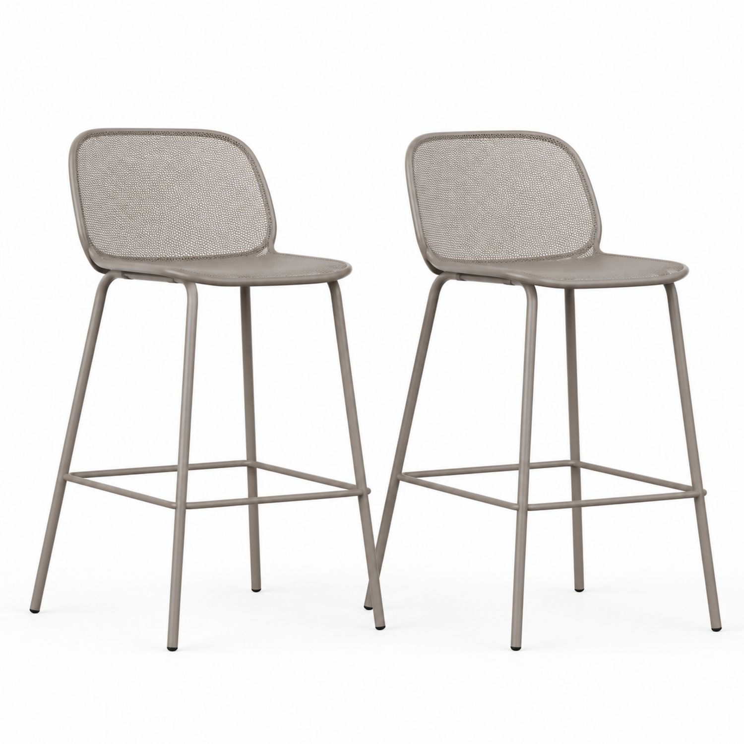 Conjunto de 2 taburetes de bar de metal gris