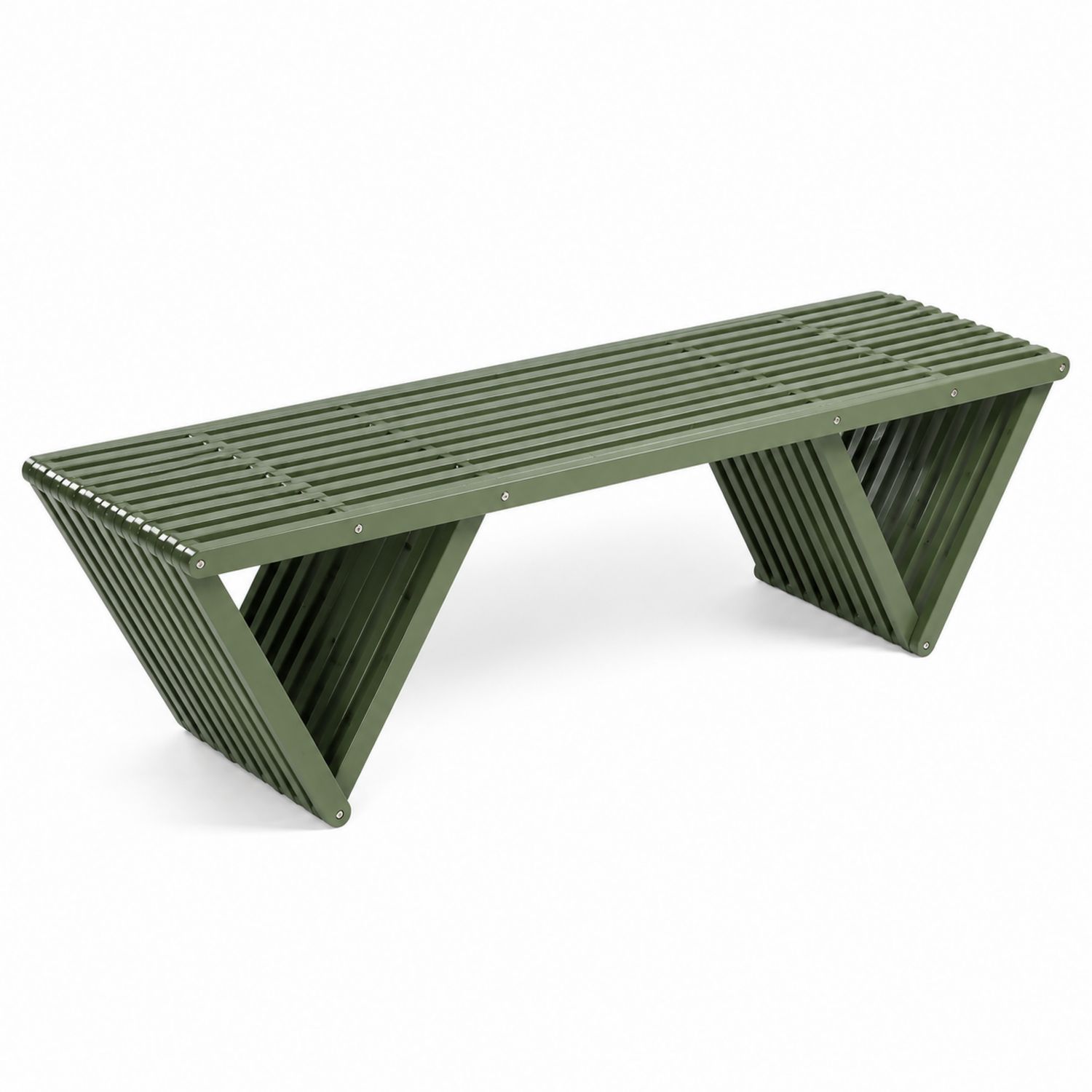 Banco de metal verde para exterior 150cm x 45cm x 40cm