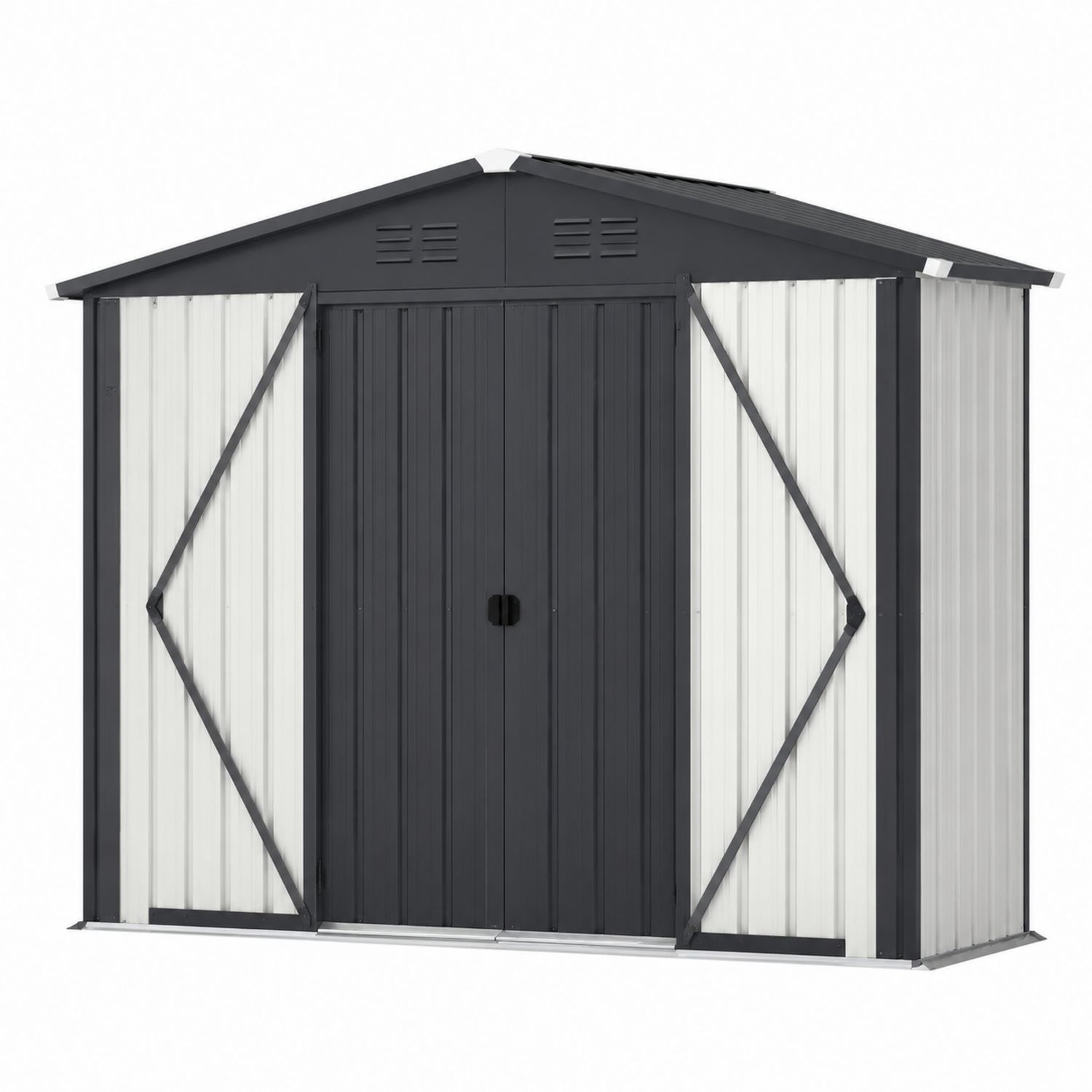 Cobertizo de Acero Galvanizado 213x127x185 cm Gris/Blanco