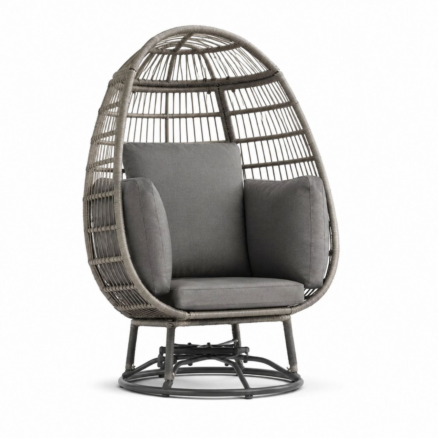 Sillón de mimbre sintético con cojines gris