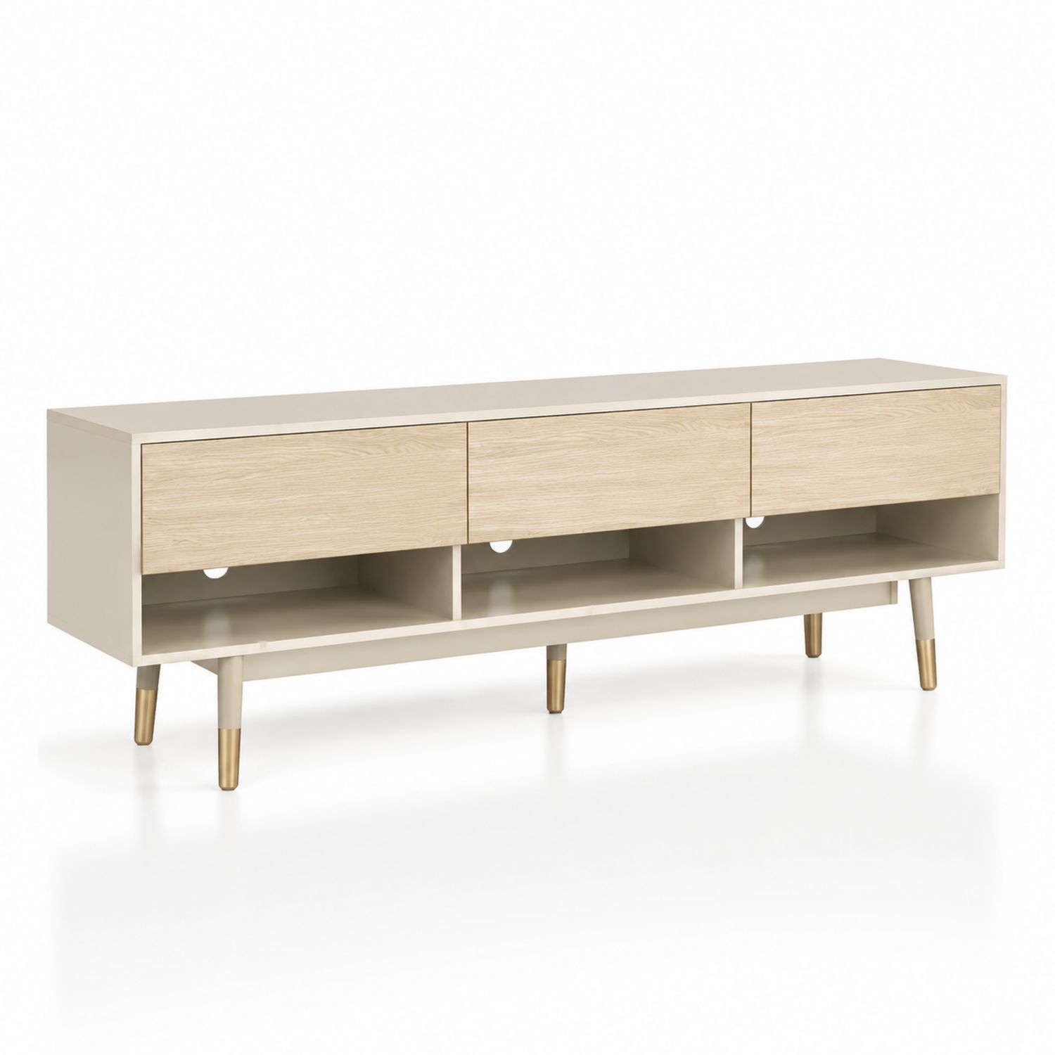 Mueble de TV de MDF y Metal Roble Claro 180x40x50 cm