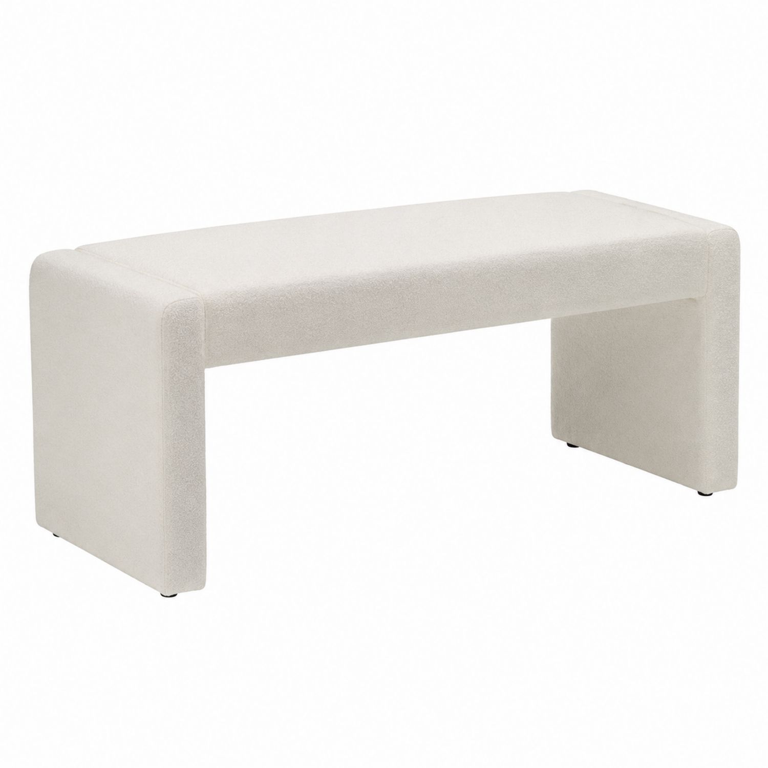 Banco tapizado de poliéster beige 120 cm