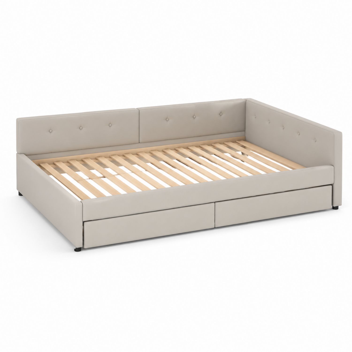 Cama nido con cajones de madera y poliuretano Beige 200x90 cm