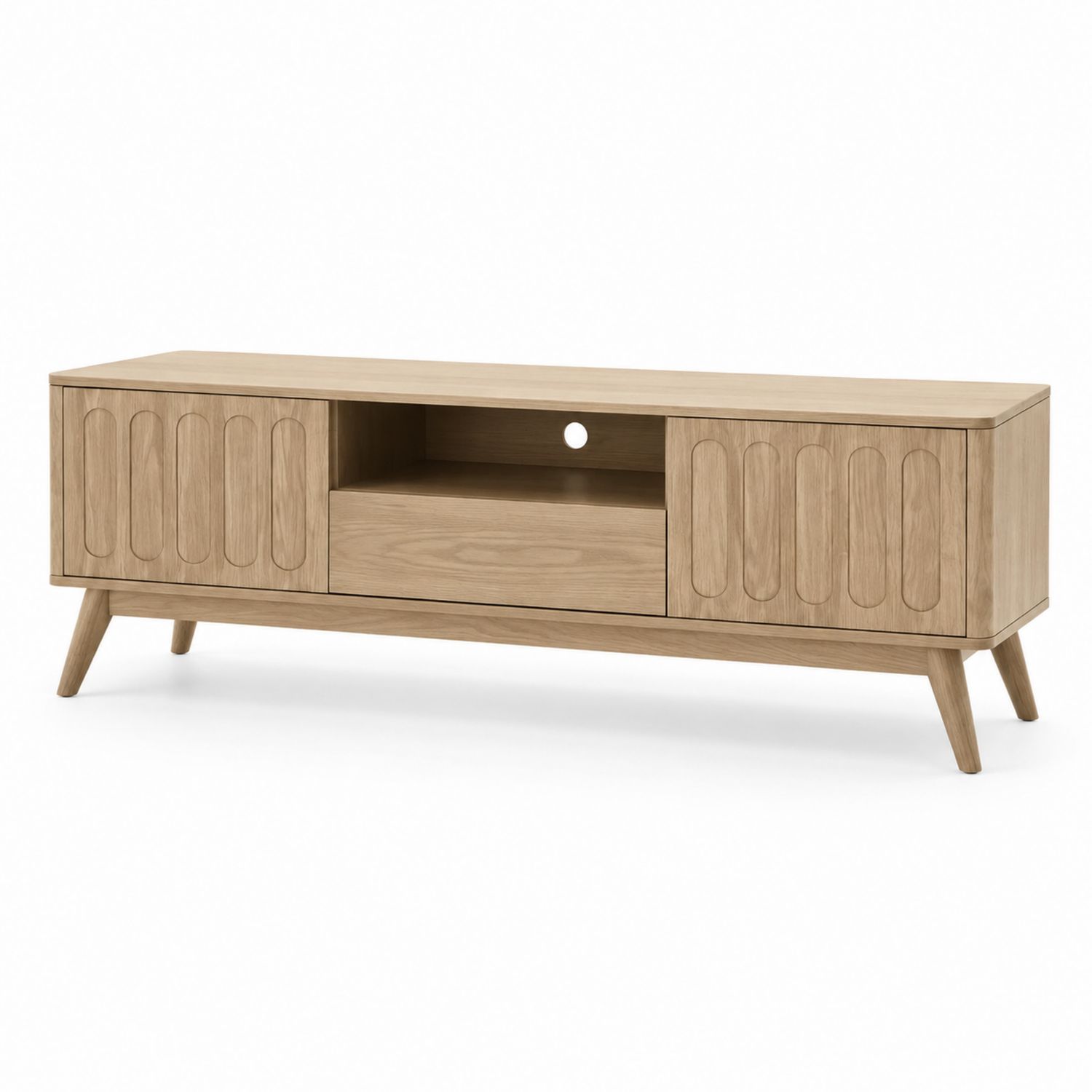 Mueble para TV de madera de roble con almacenamiento
