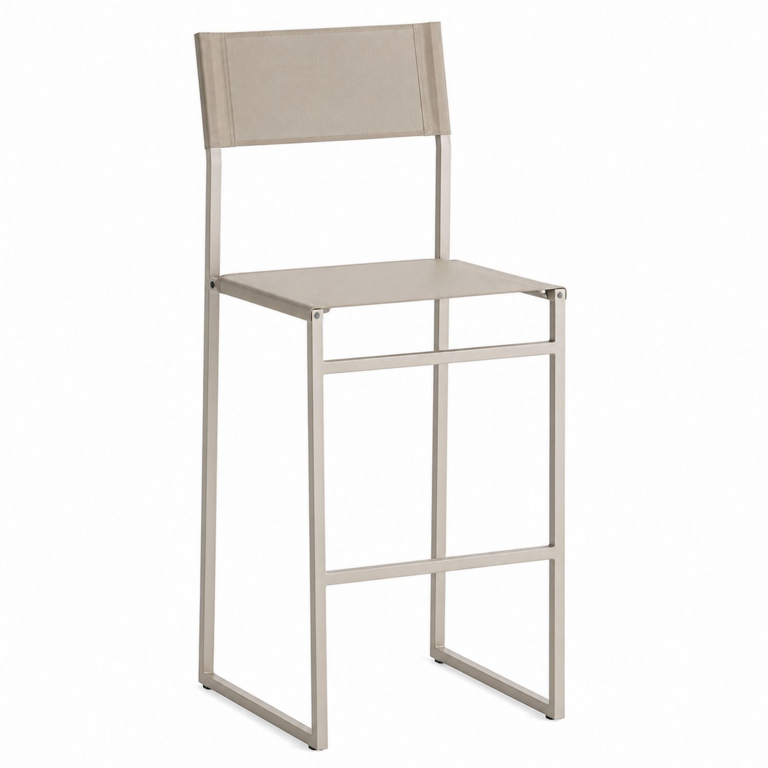 Taburete de Metal con Asiento de Tela Beige