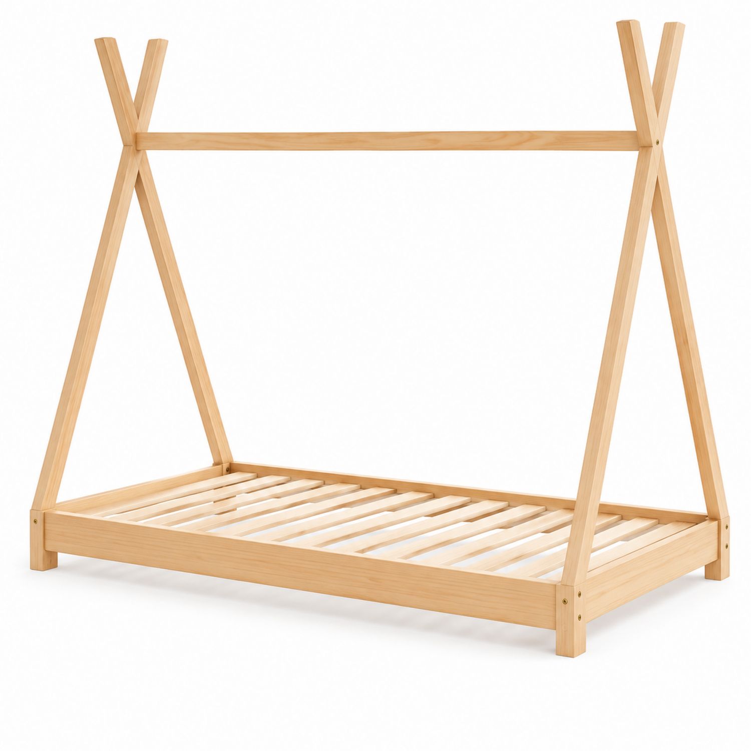 Cama tipi de madera de pino natural 200x90 cm
