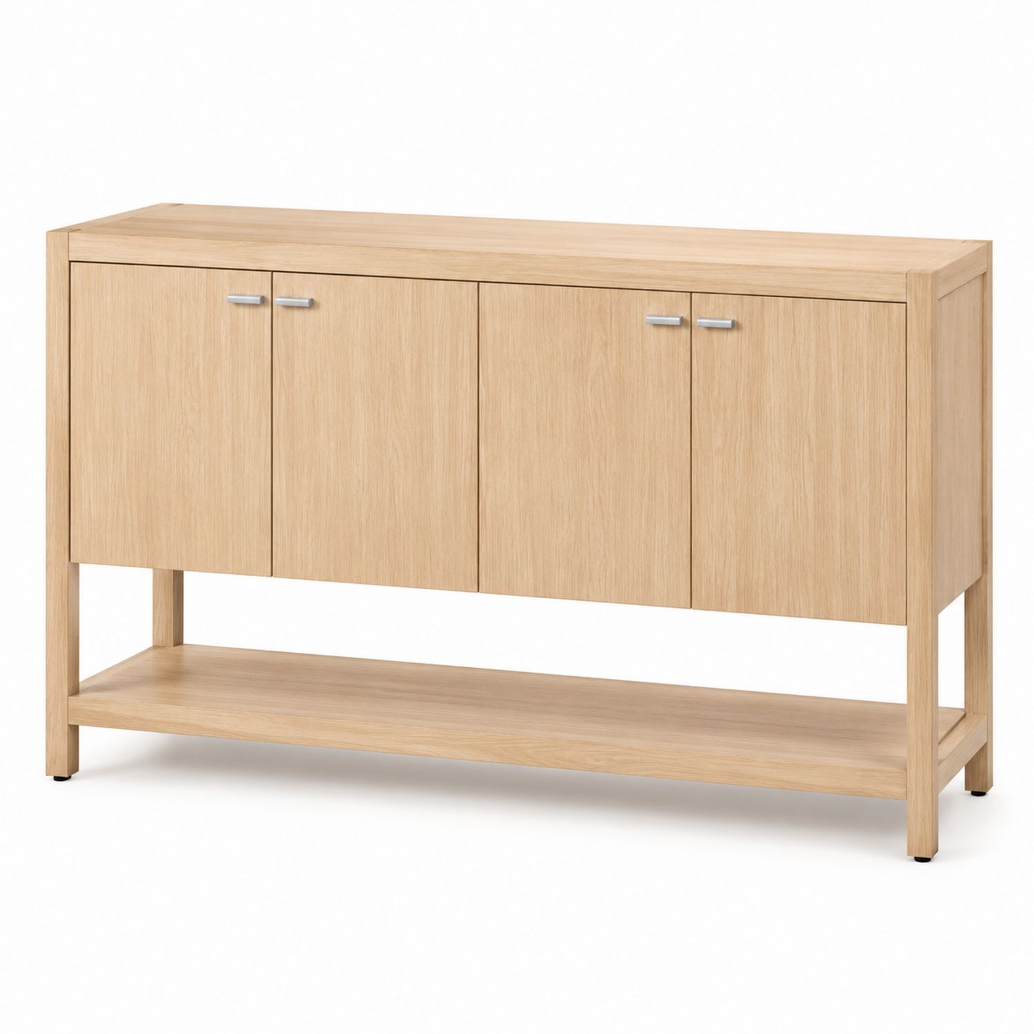 Aparador de Madera de Roble con 4 Puertas y Estante Inferior