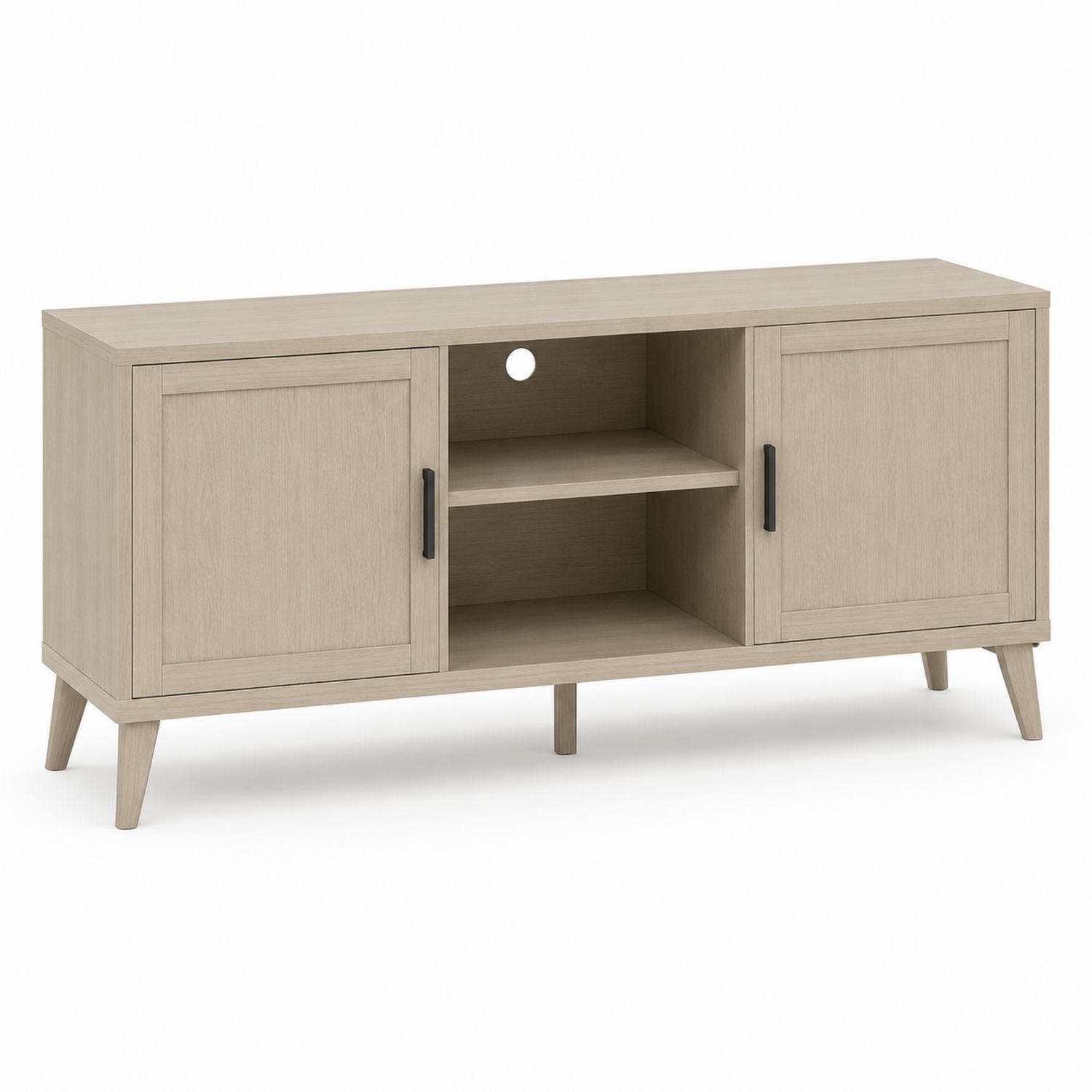 Mueble para TV de Madera con 2 Puertas y Estantes Centrales Beige 120x40x50 cm