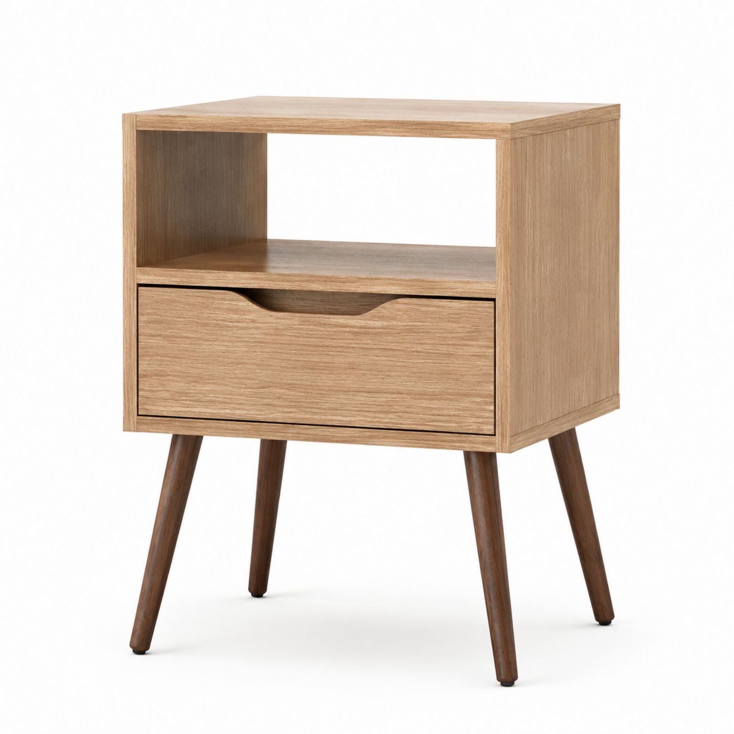 Mesita de Noche de Madera de Roble con Cajón