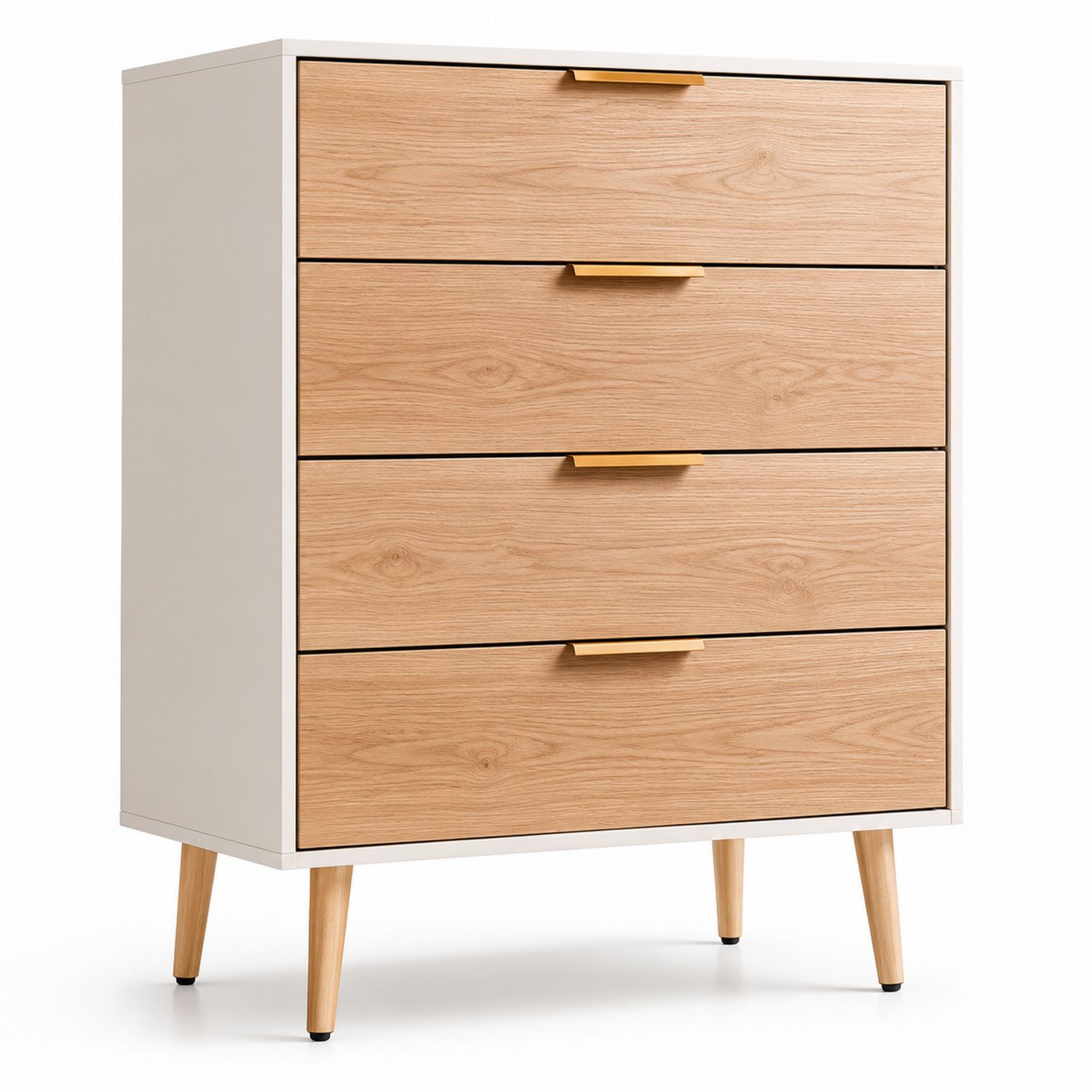 Cómoda de MDF con 4 Cajones Blanco y Natural