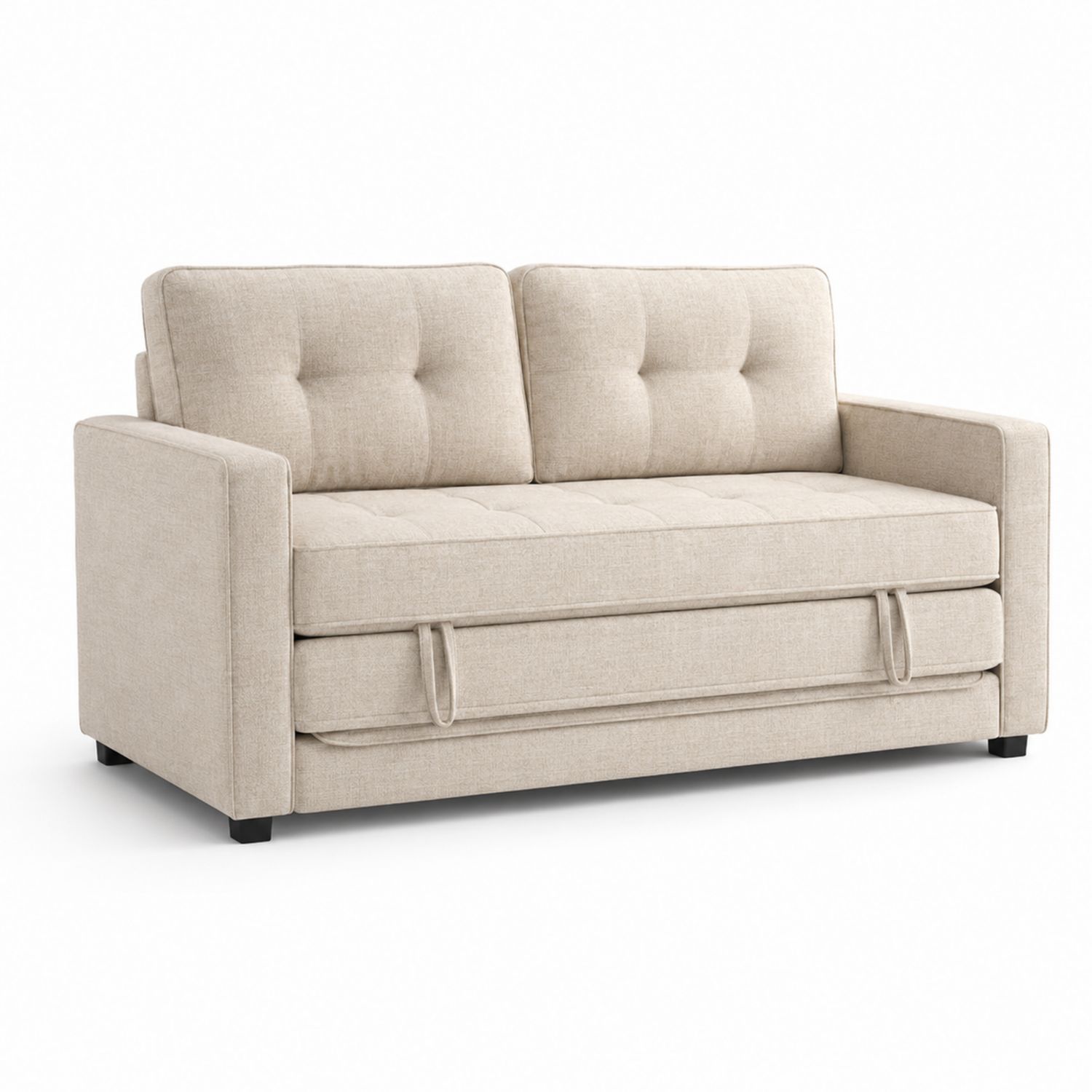 Sofá cama 3 plazas tela poliéster Beige 200x90x85 cm