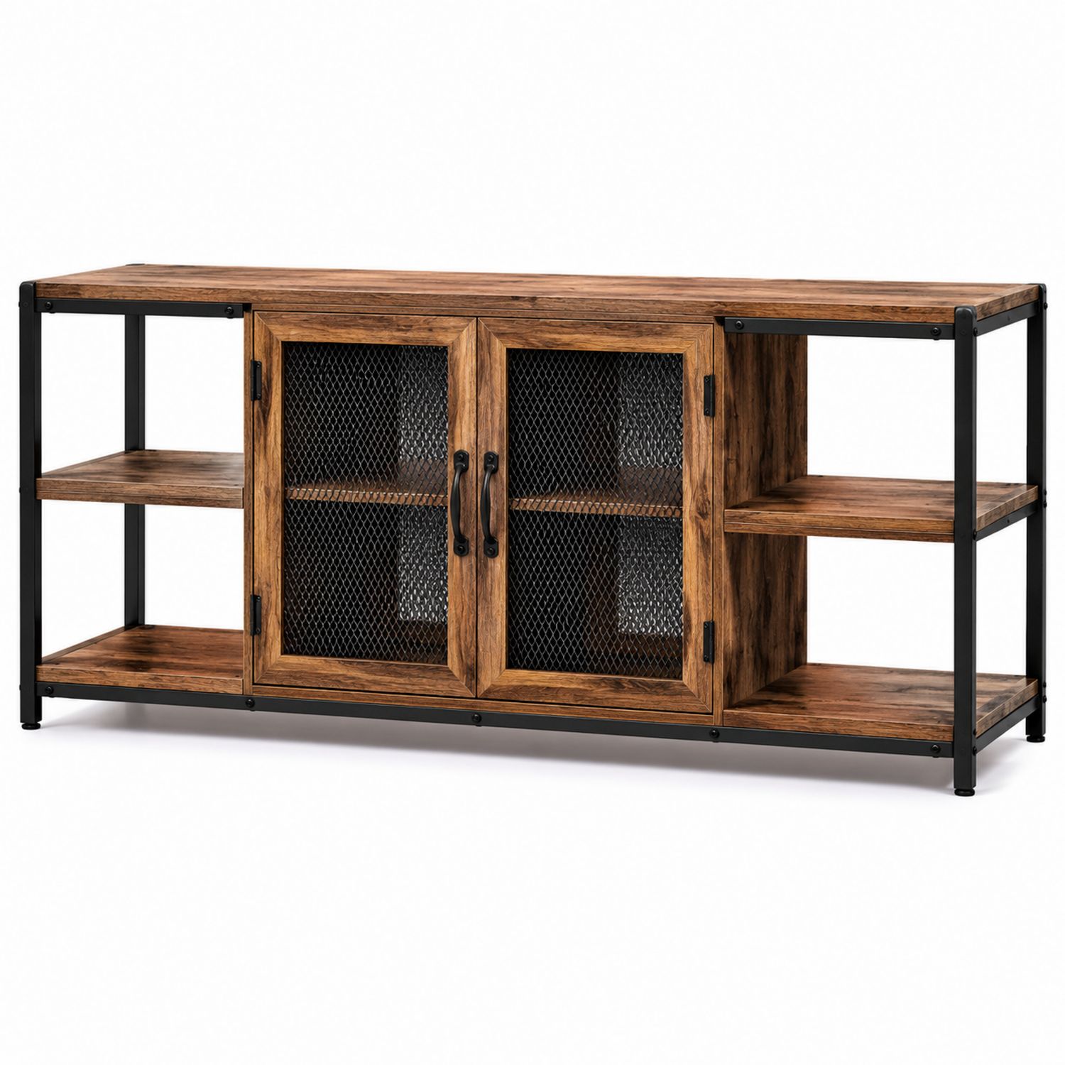Mueble para TV de Madera y Metal con Puertas de Malla 120x40x75 cm