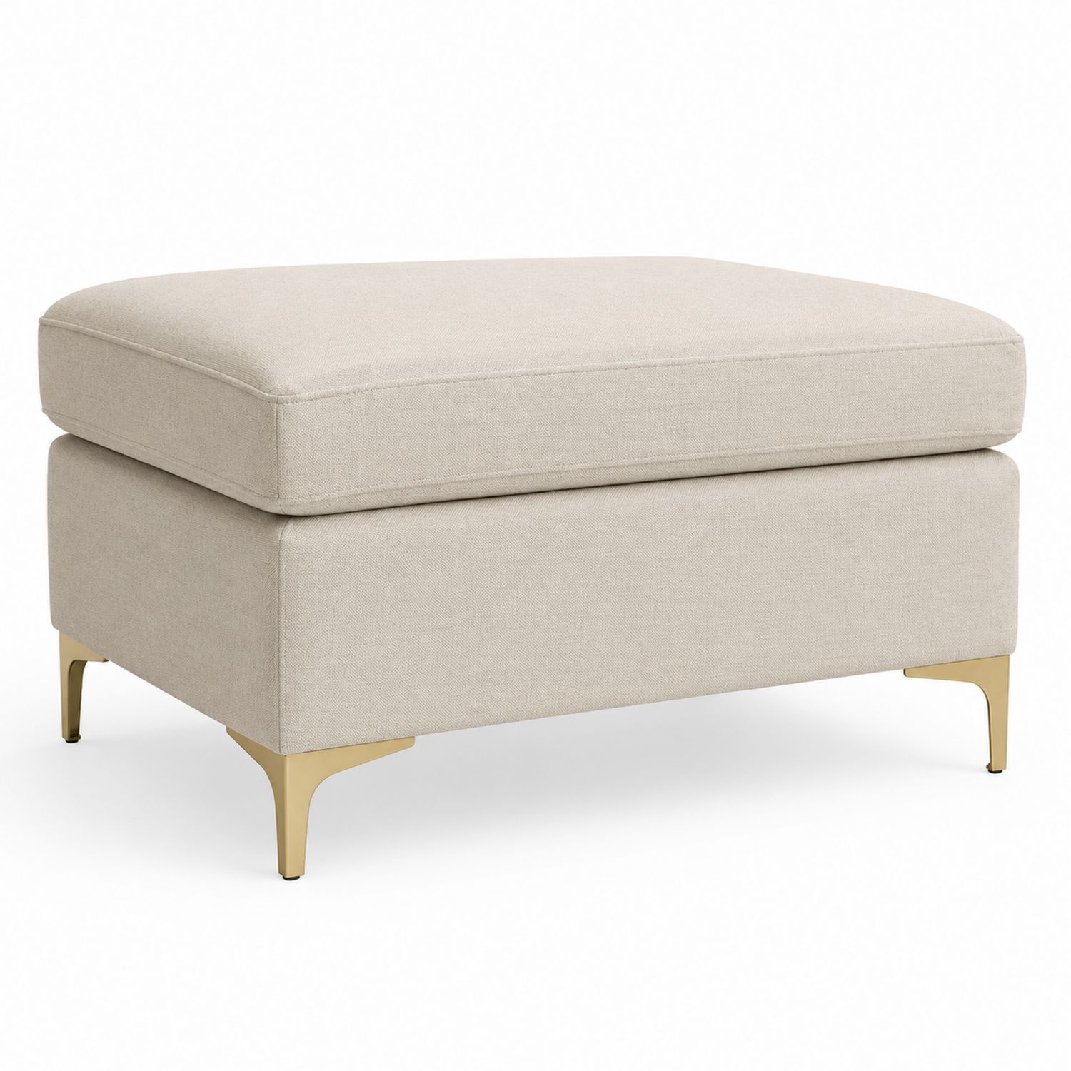 Reposapiés de Tela Sintética con Patas Metálicas Beige