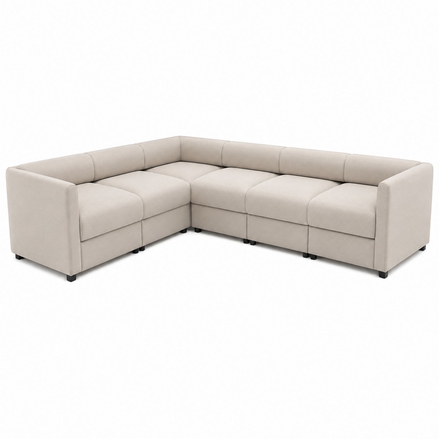 Sofá Seccional Modular en Forma de L de 5 Plazas en Tela Beige