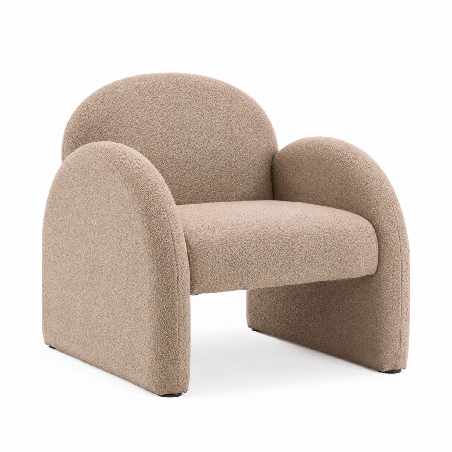 Silla con respaldo curvo tapizada en poliéster beige