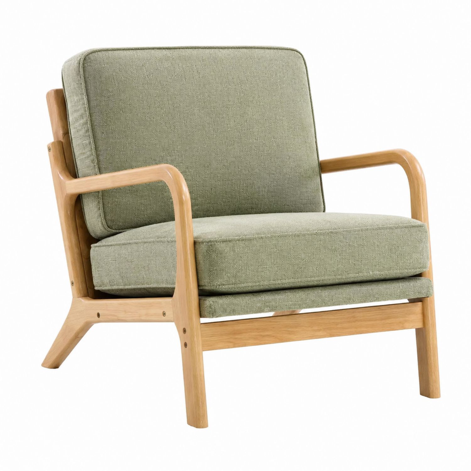 Silla con marco de madera y cojín de poliéster verde
