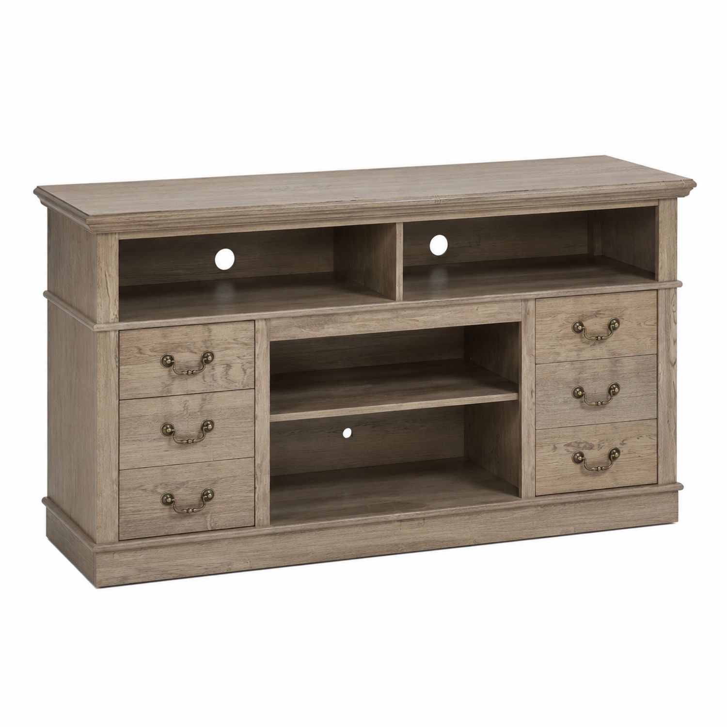 Mueble para TV de Madera de Roble con Cajones y Estantes