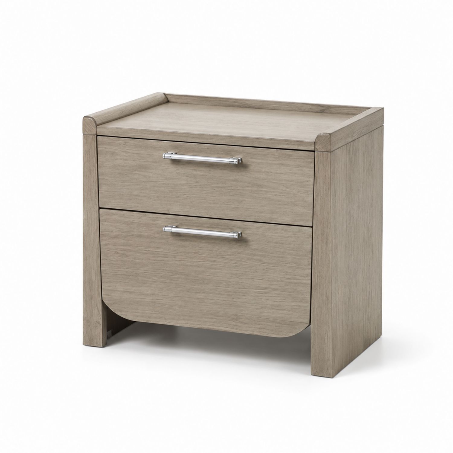 Mesita de noche de madera con 2 cajones y acabado gris