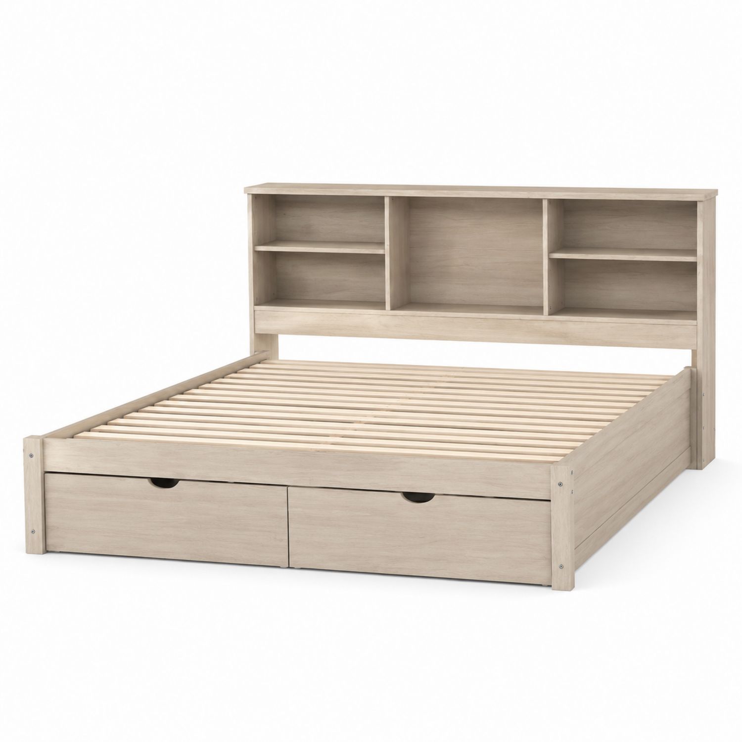 Cama de madera con almacenamiento y estanterías 200x160 cm