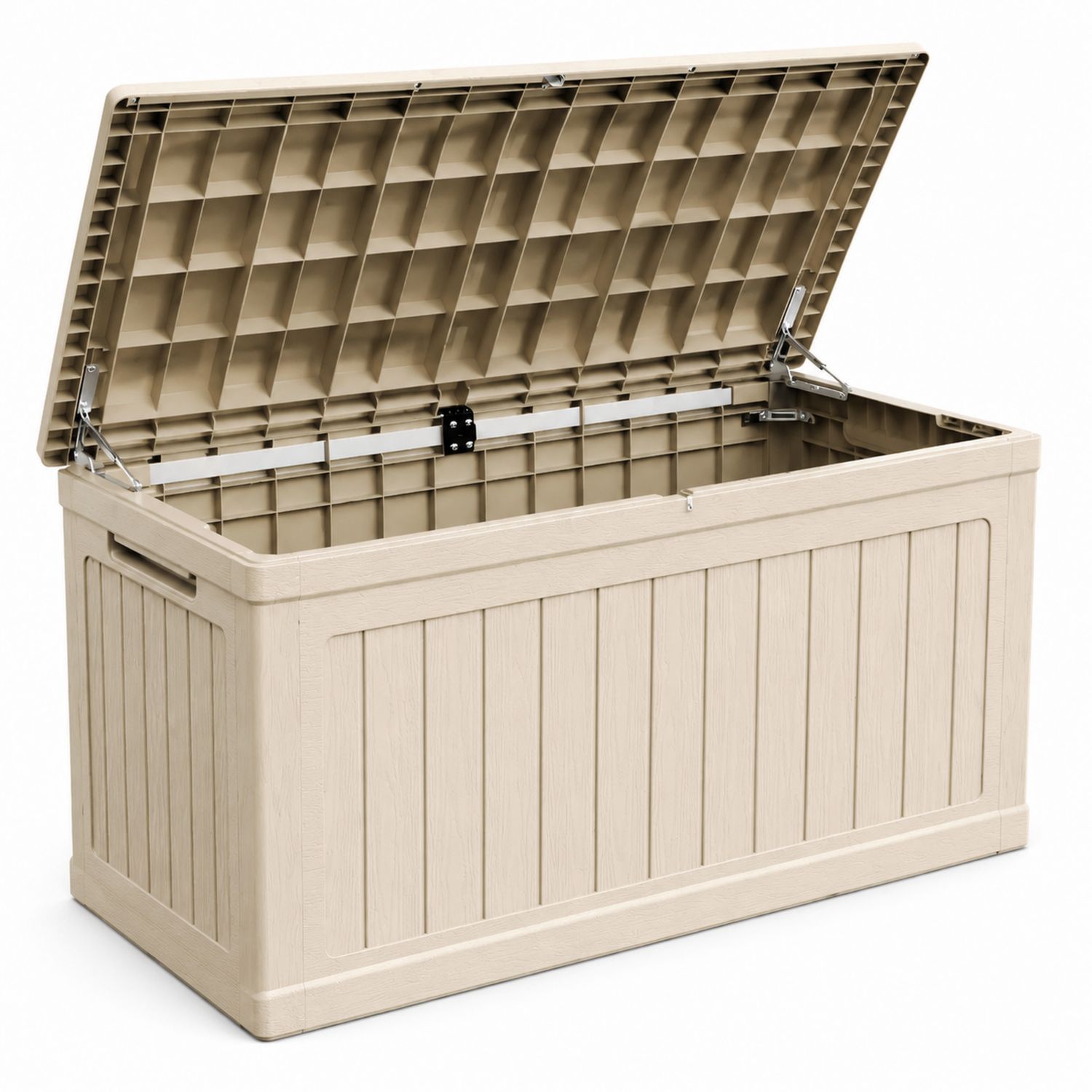 Baúl de almacenamiento de plástico con bisagras Beige