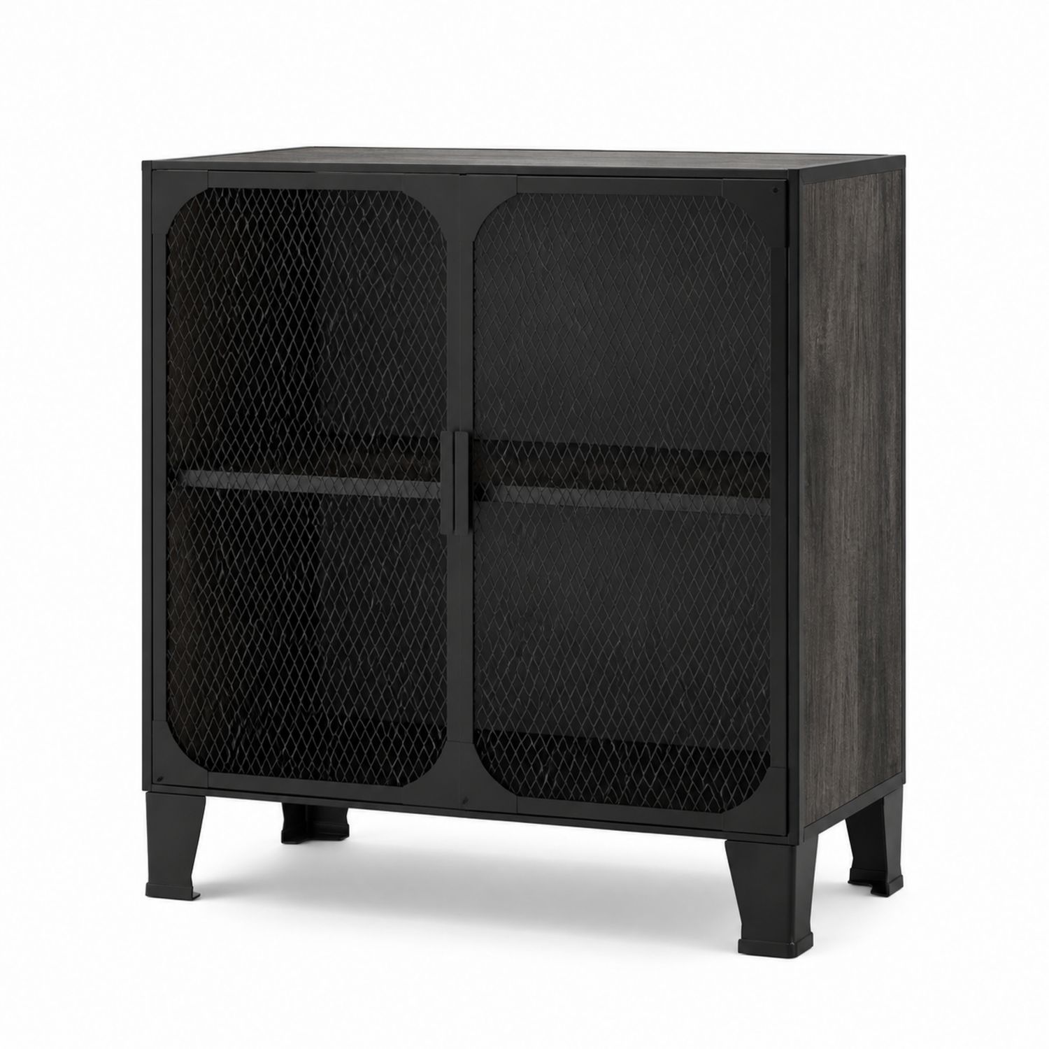 Armario de almacenamiento de metal negro con puertas de malla 80x40x90 cm
