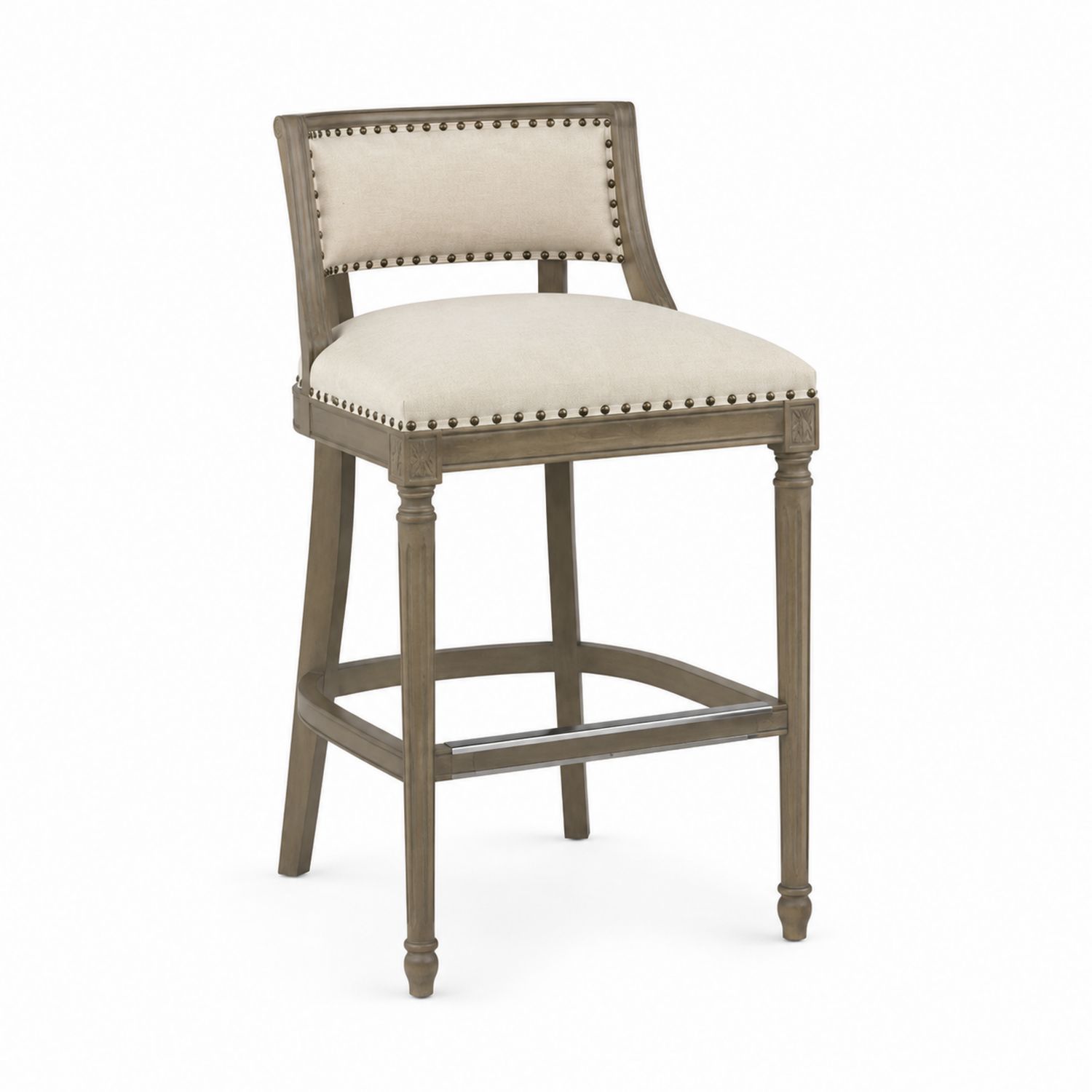 Taburete de bar de madera con asiento de lino