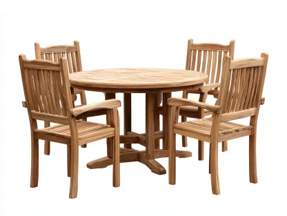 Salon de jardin repas - teck - 130x130x75 cm - bois naturel - classique-Vazenlohome