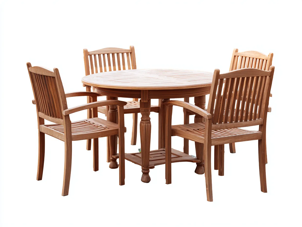 Salon de jardin repas - teck - 120x120x75 cm - bois naturel - classique-Vazenlohome